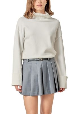 ENGLISH FACTORY Women's Turtle Neck Sweater, Ivory, Medium
