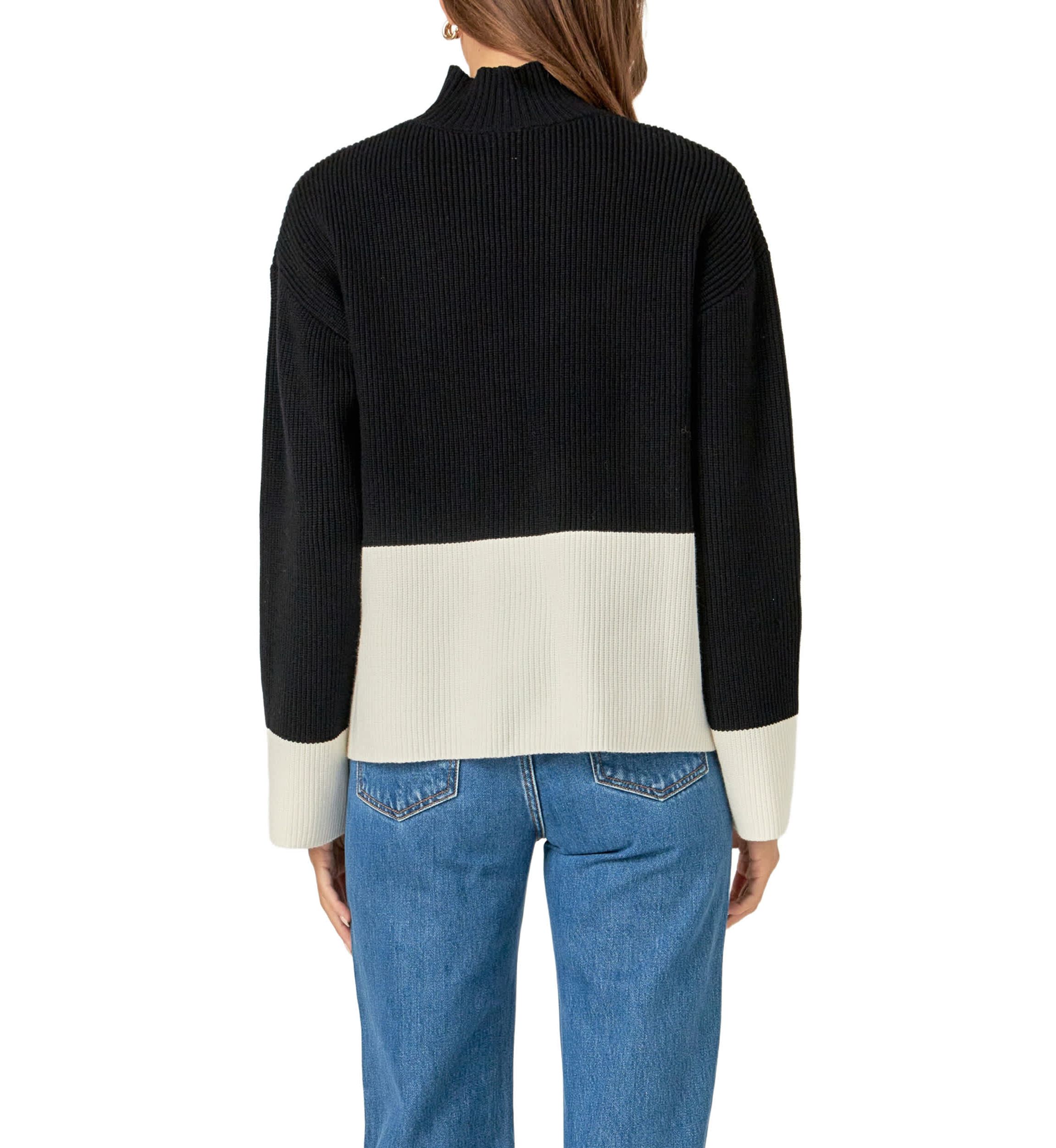 Bicolor High Collar Sweater