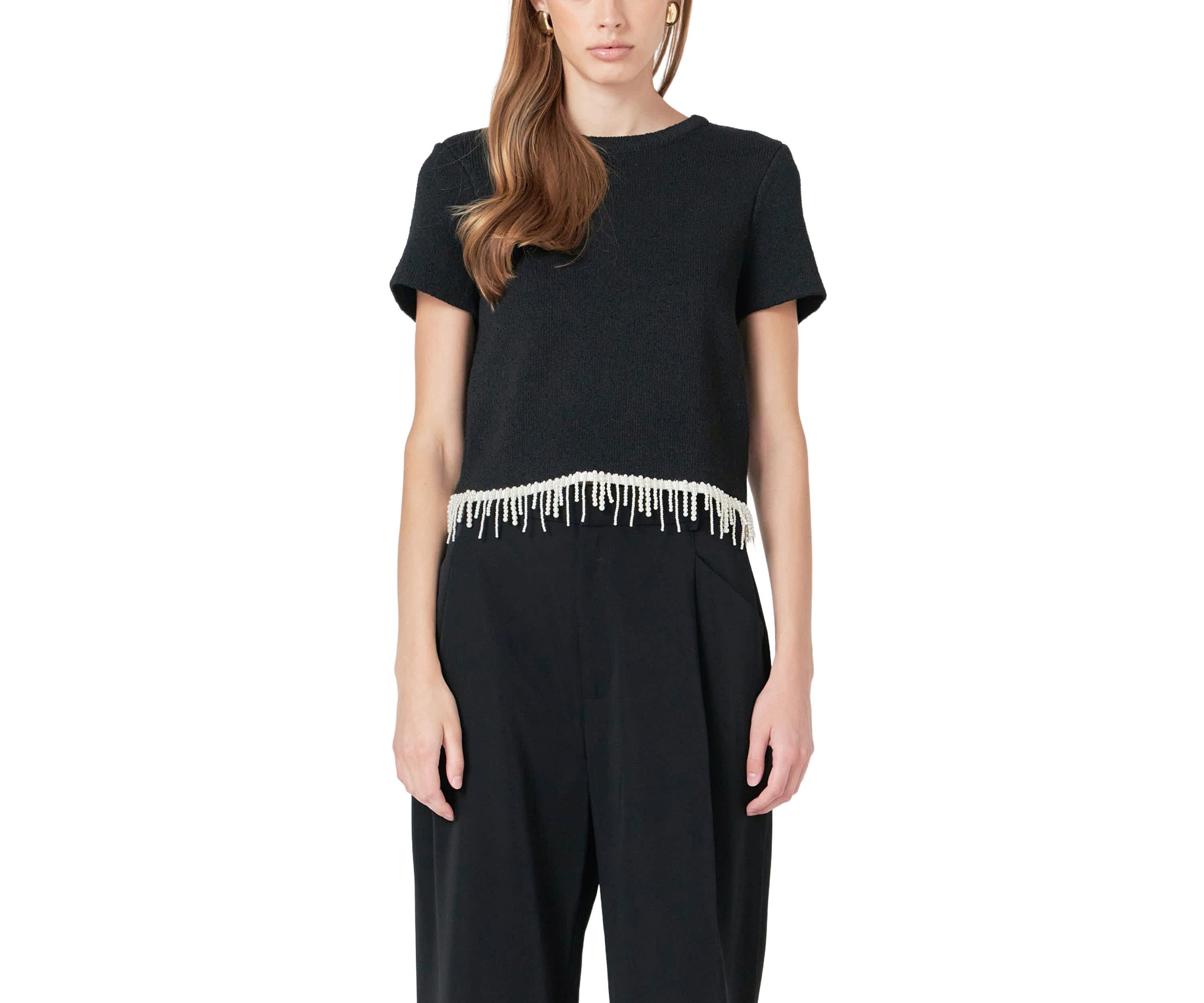 Pearl Trim Knit Top