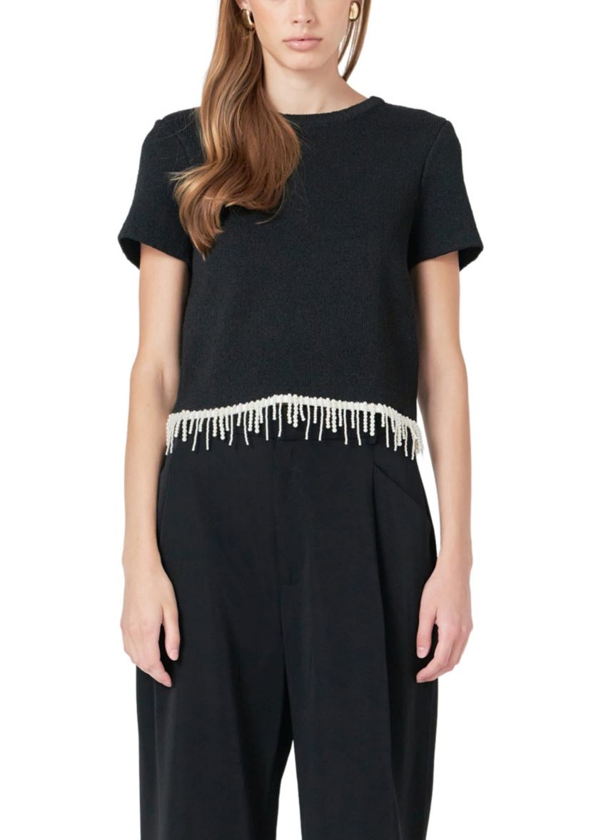 Pearl Trim Knit Top