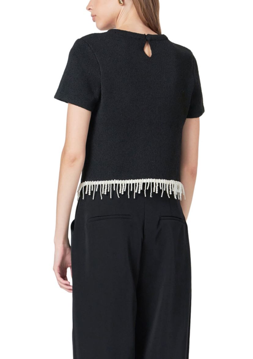 Pearl Trim Knit Top