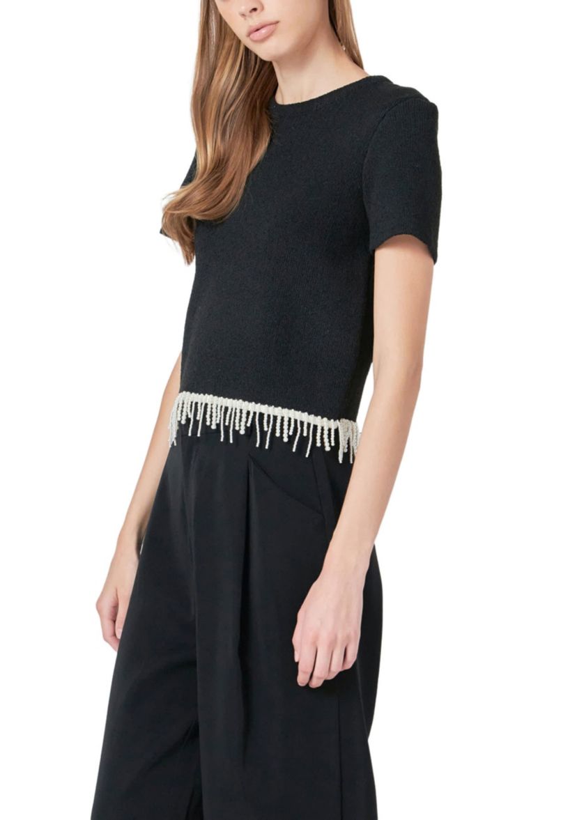 Pearl Trim Knit Top