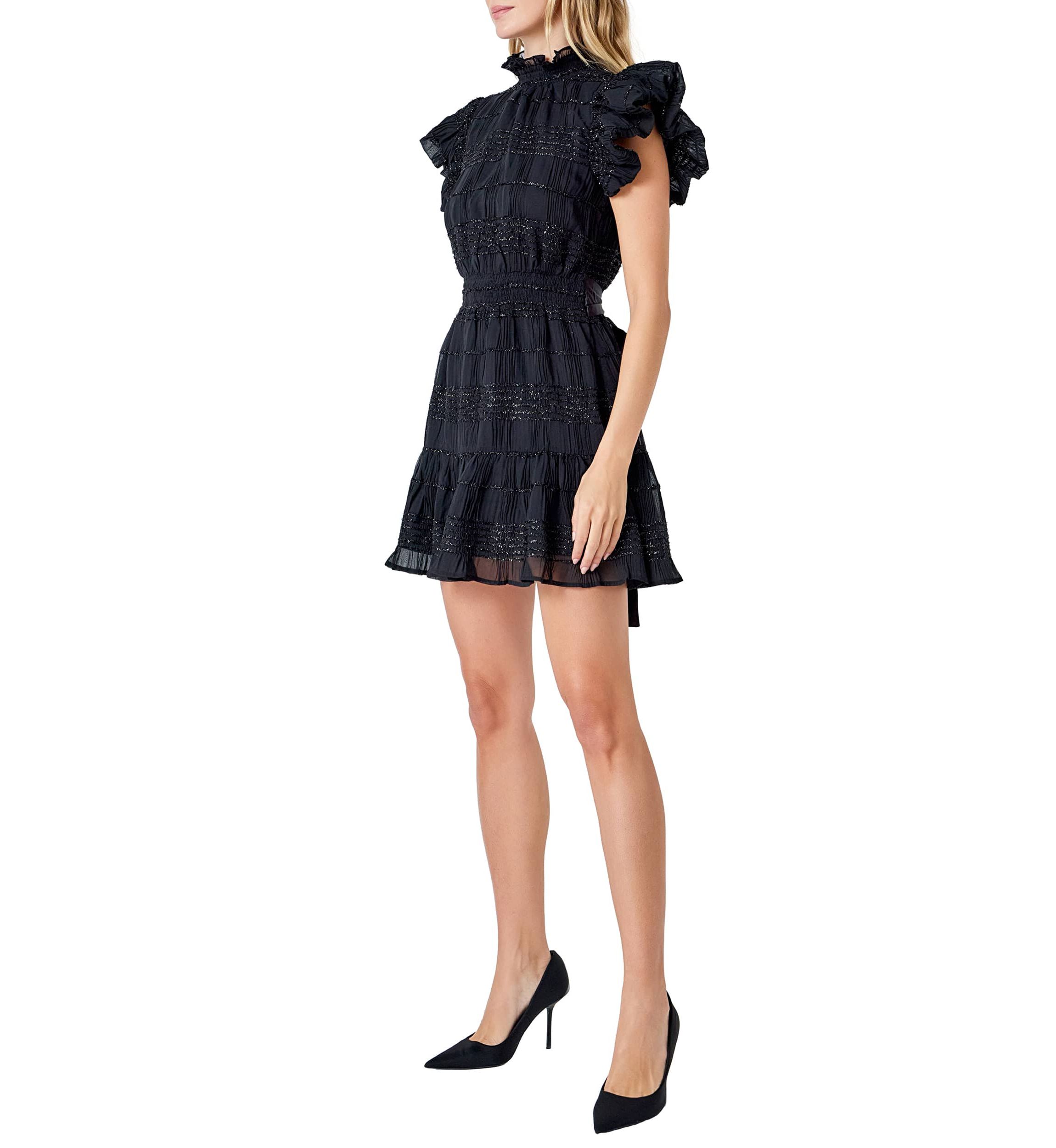 Chiffon Belted Mini Dress