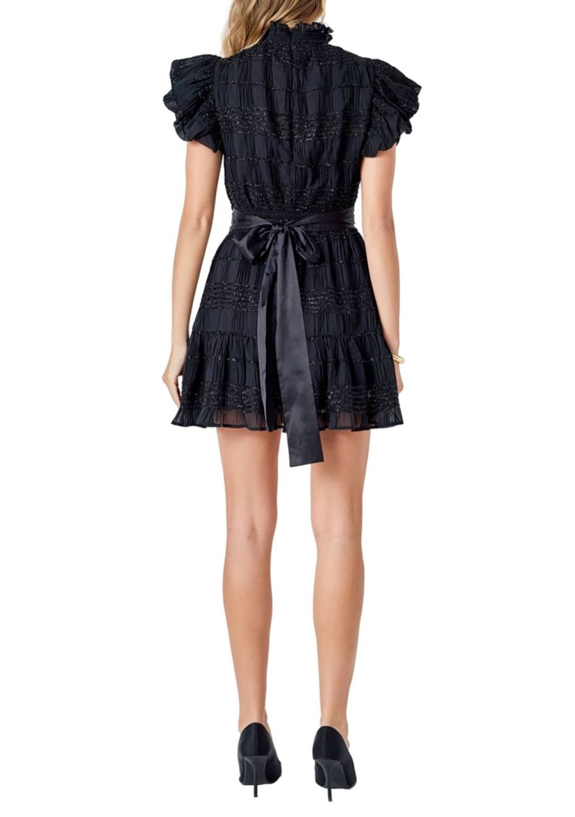 Chiffon Belted Mini Dress