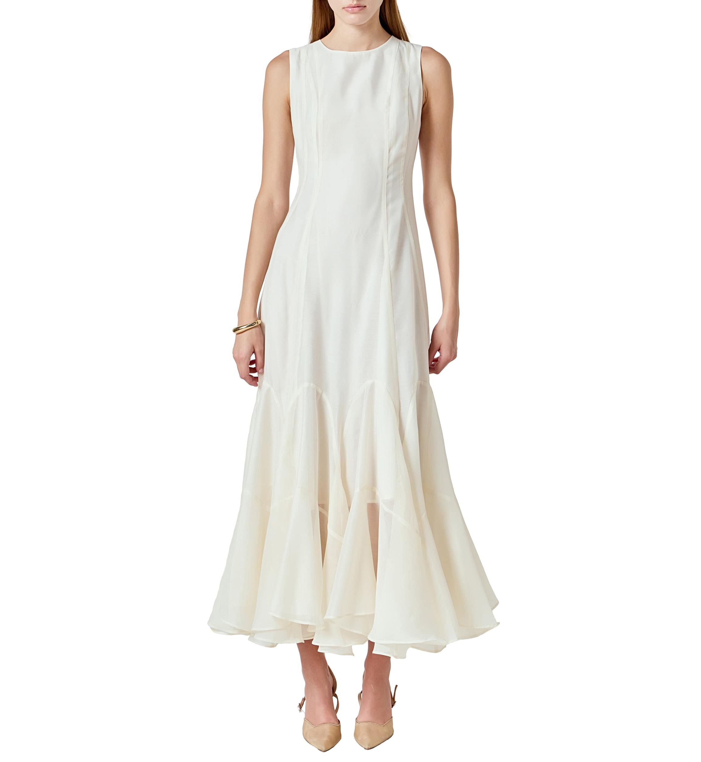 Godet Detail Maxi Dress