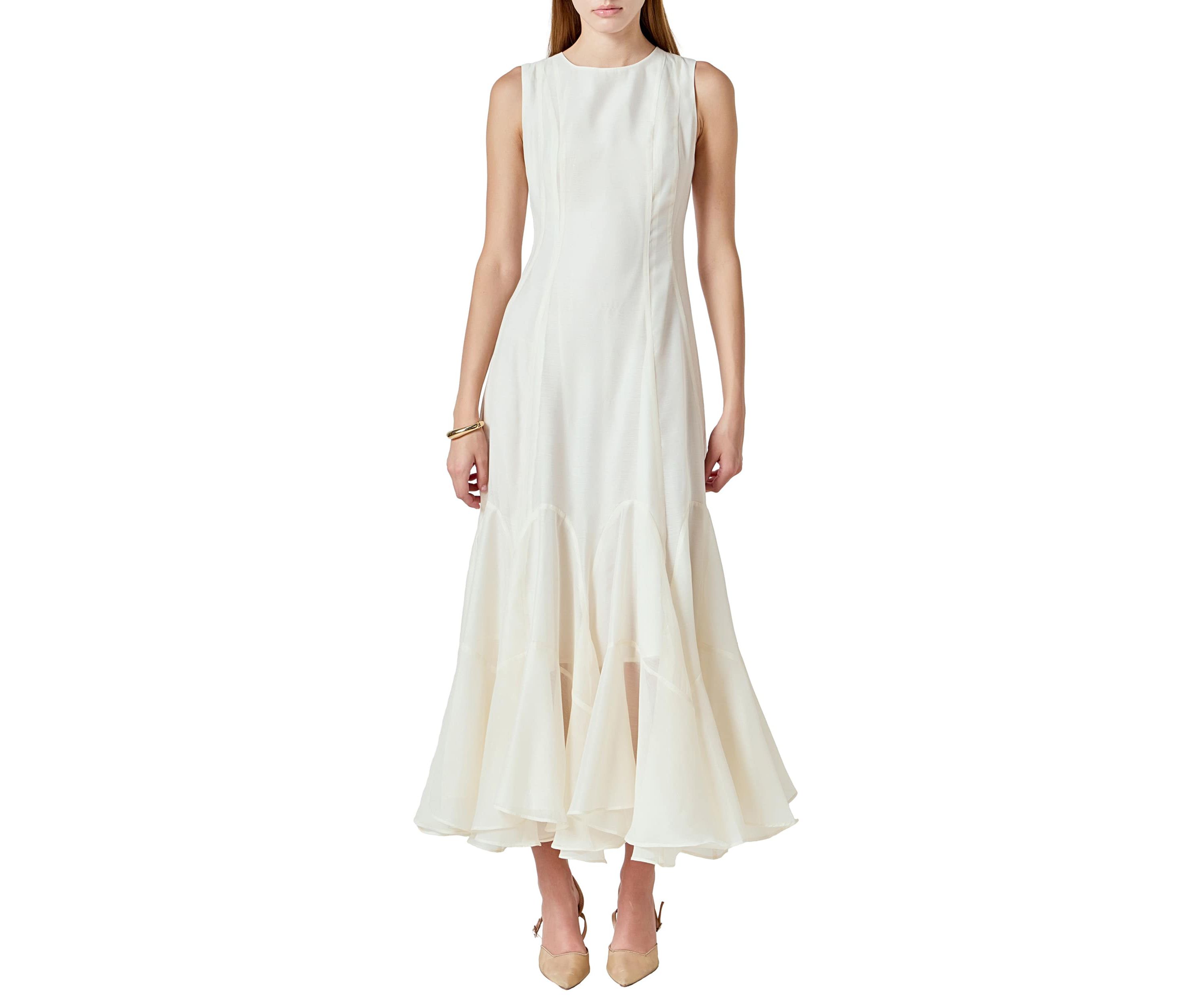 Godet Detail Maxi Dress