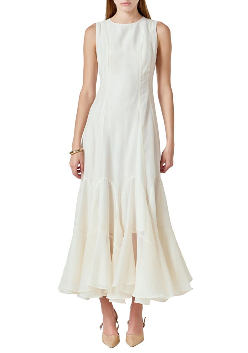 Godet Detail Maxi Dress