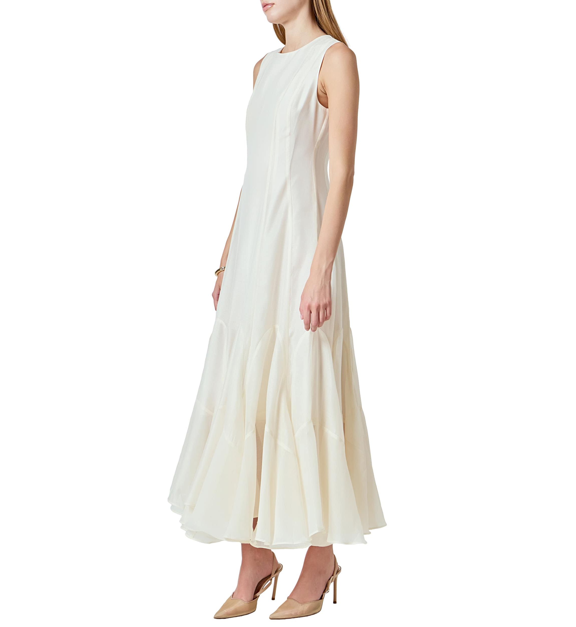Godet Detail Maxi Dress
