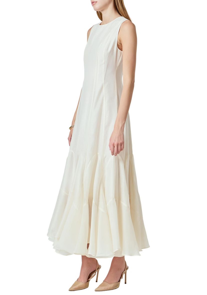 Godet Detail Maxi Dress