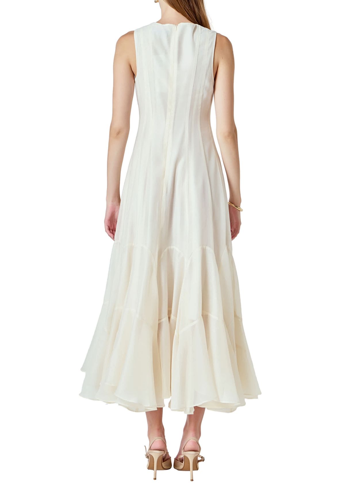 Godet Detail Maxi Dress