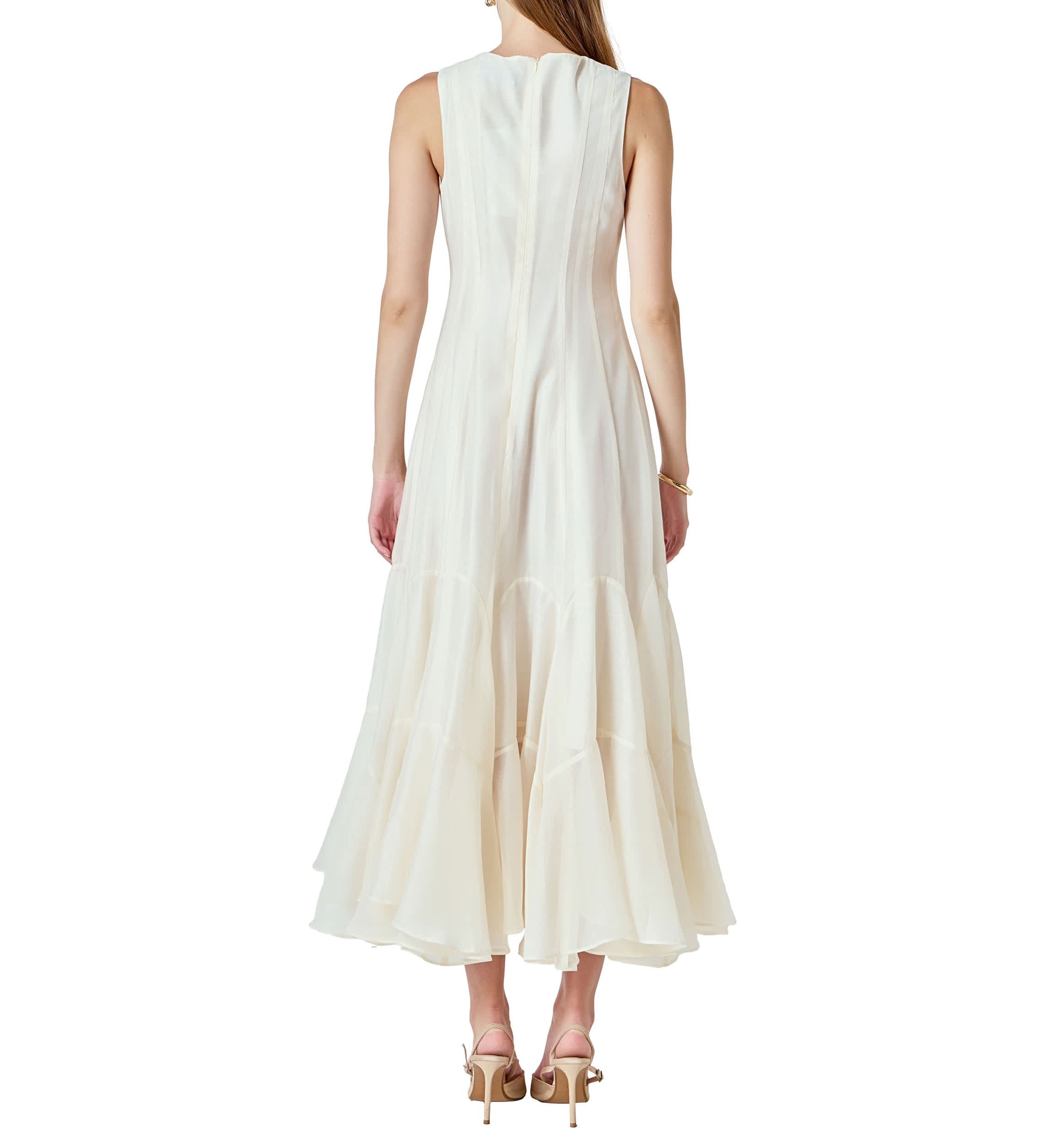 Godet Detail Maxi Dress