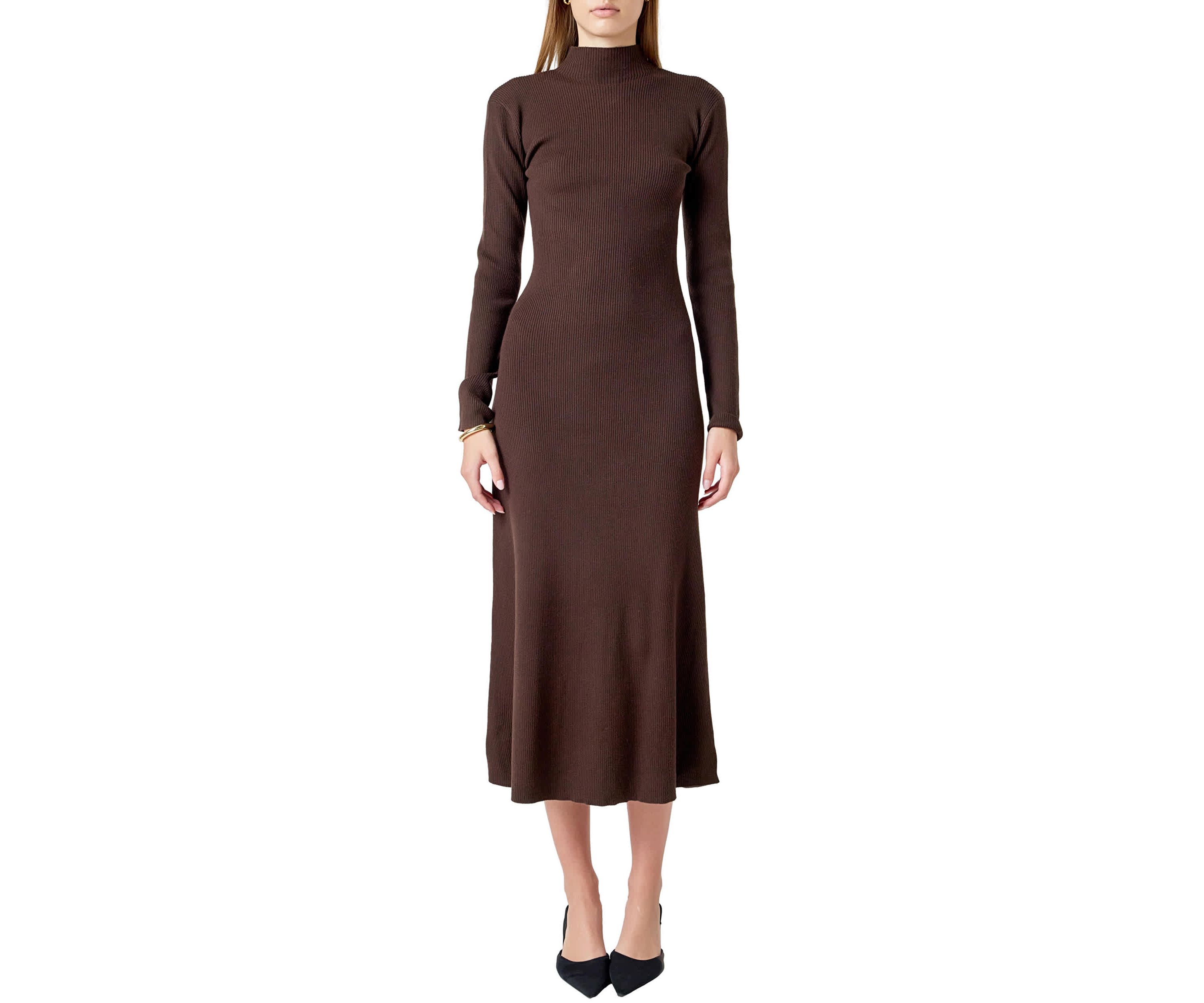 Rib Knit Long Sleeve Maxi Dress