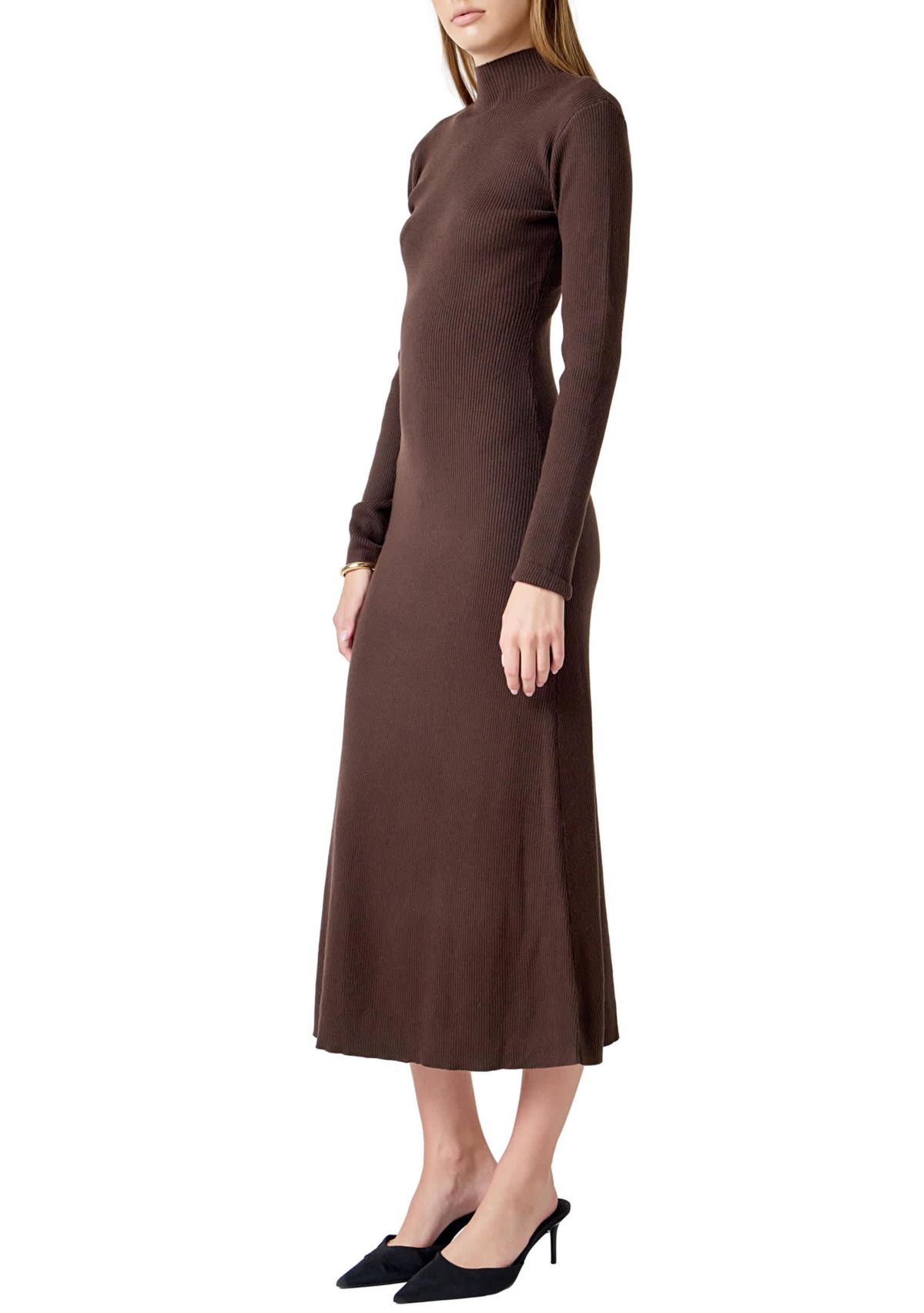 Rib Knit Long Sleeve Maxi Dress