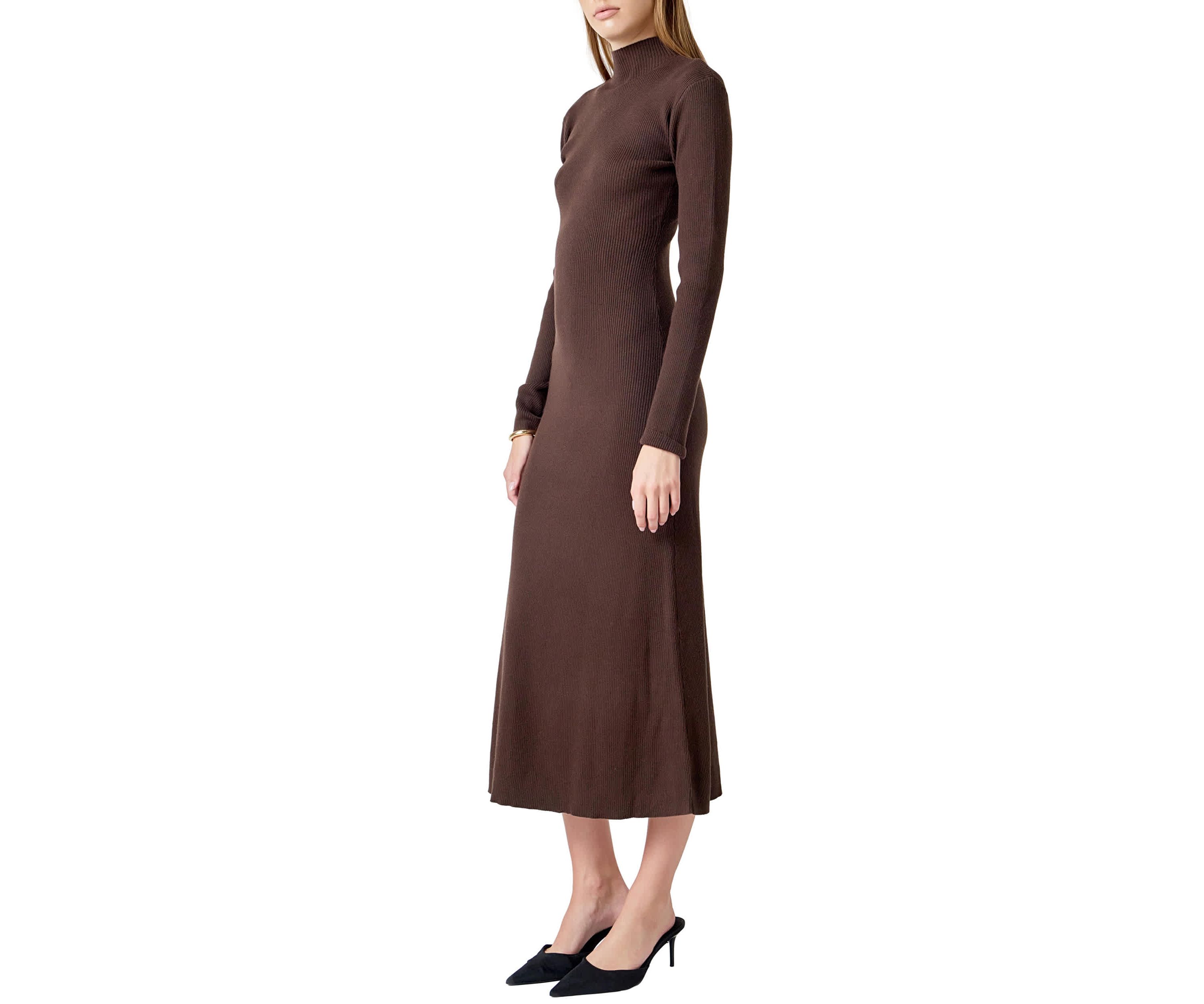 Rib Knit Long Sleeve Maxi Dress