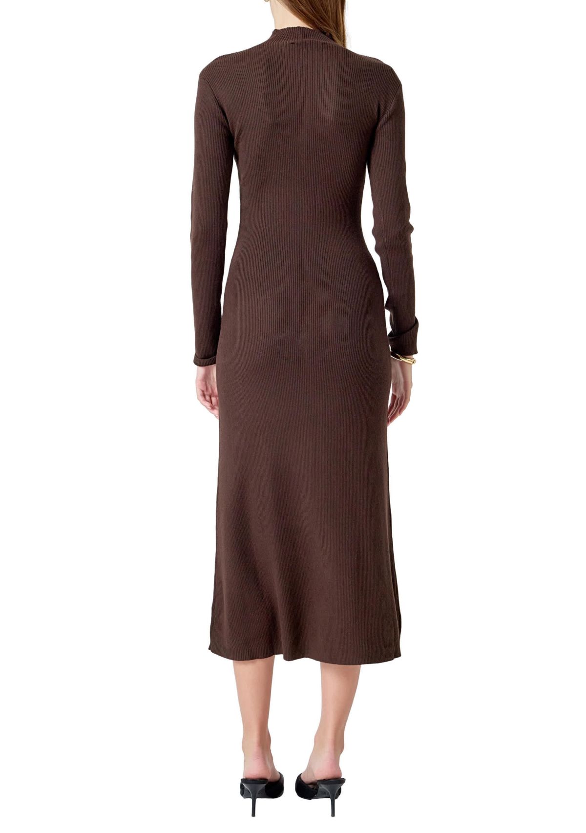 Rib Knit Long Sleeve Maxi Dress