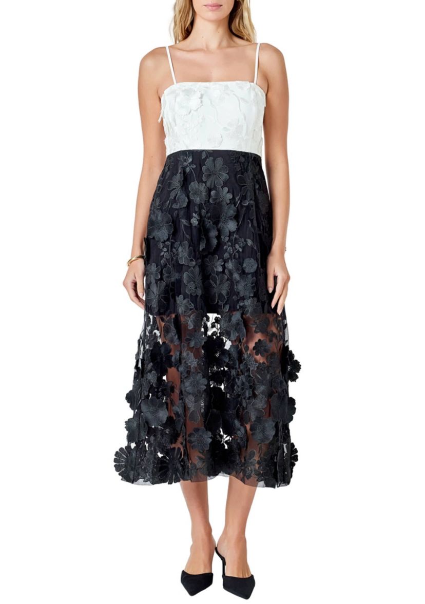 chinese dress ladies All Over Lace Short Sleeves Midi Dress – Endless Rose