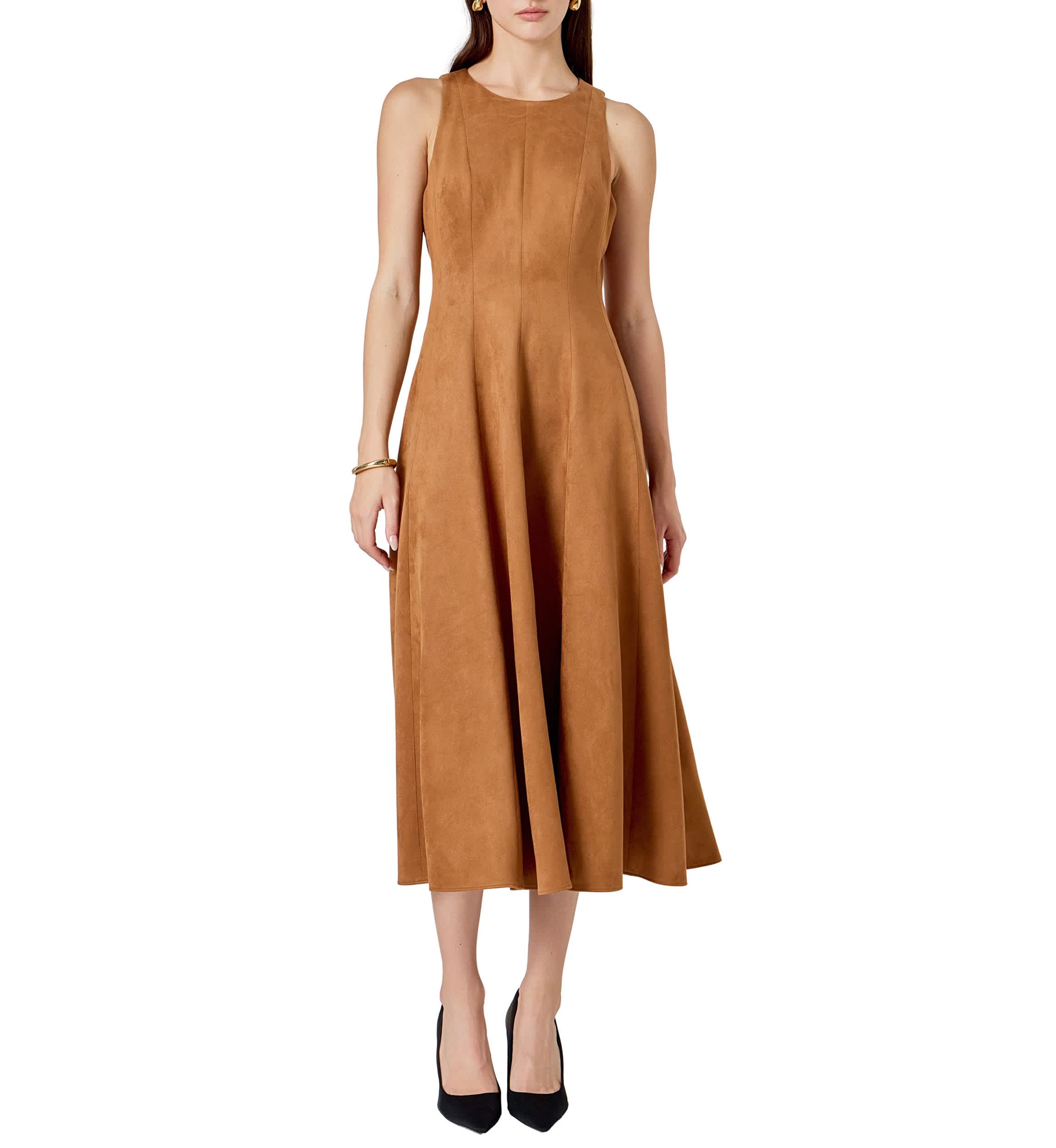 Faux Suede Midi Dress