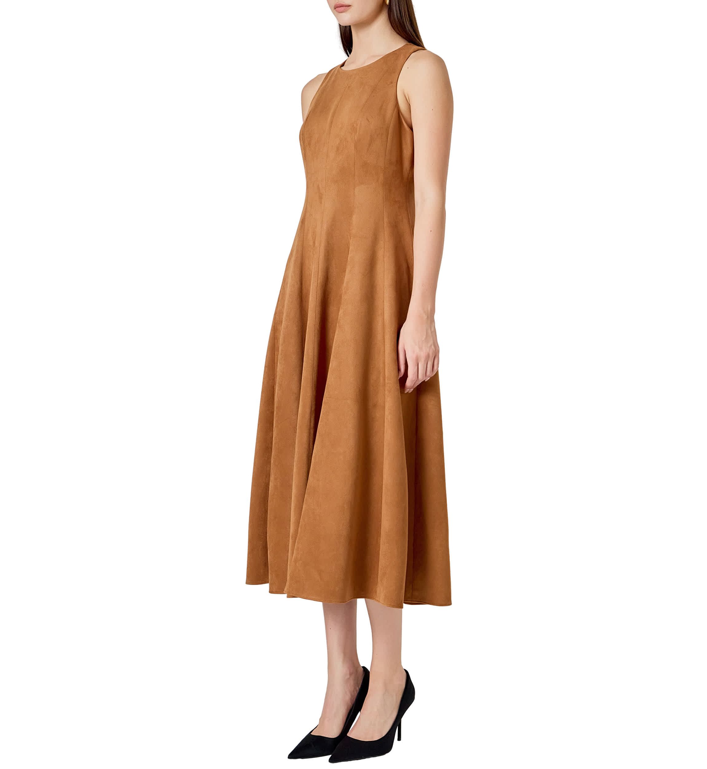Faux Suede Midi Dress