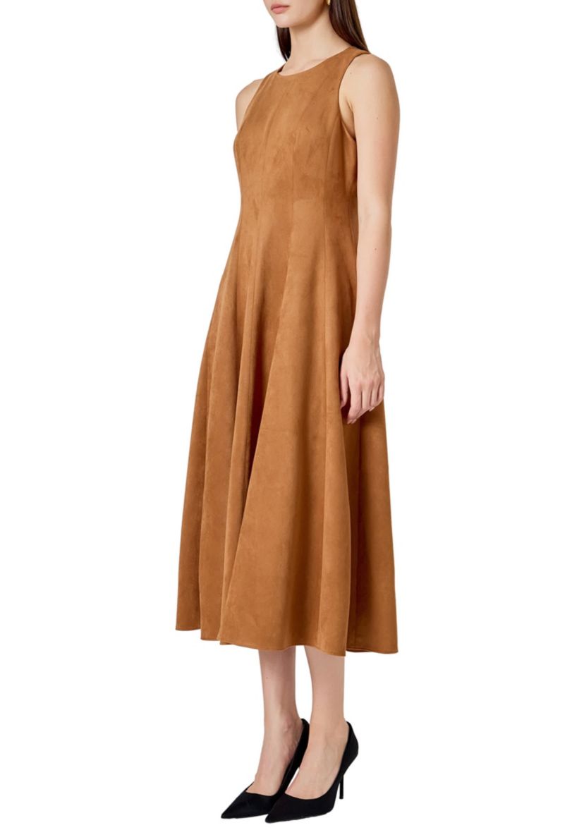 Faux Suede Midi Dress