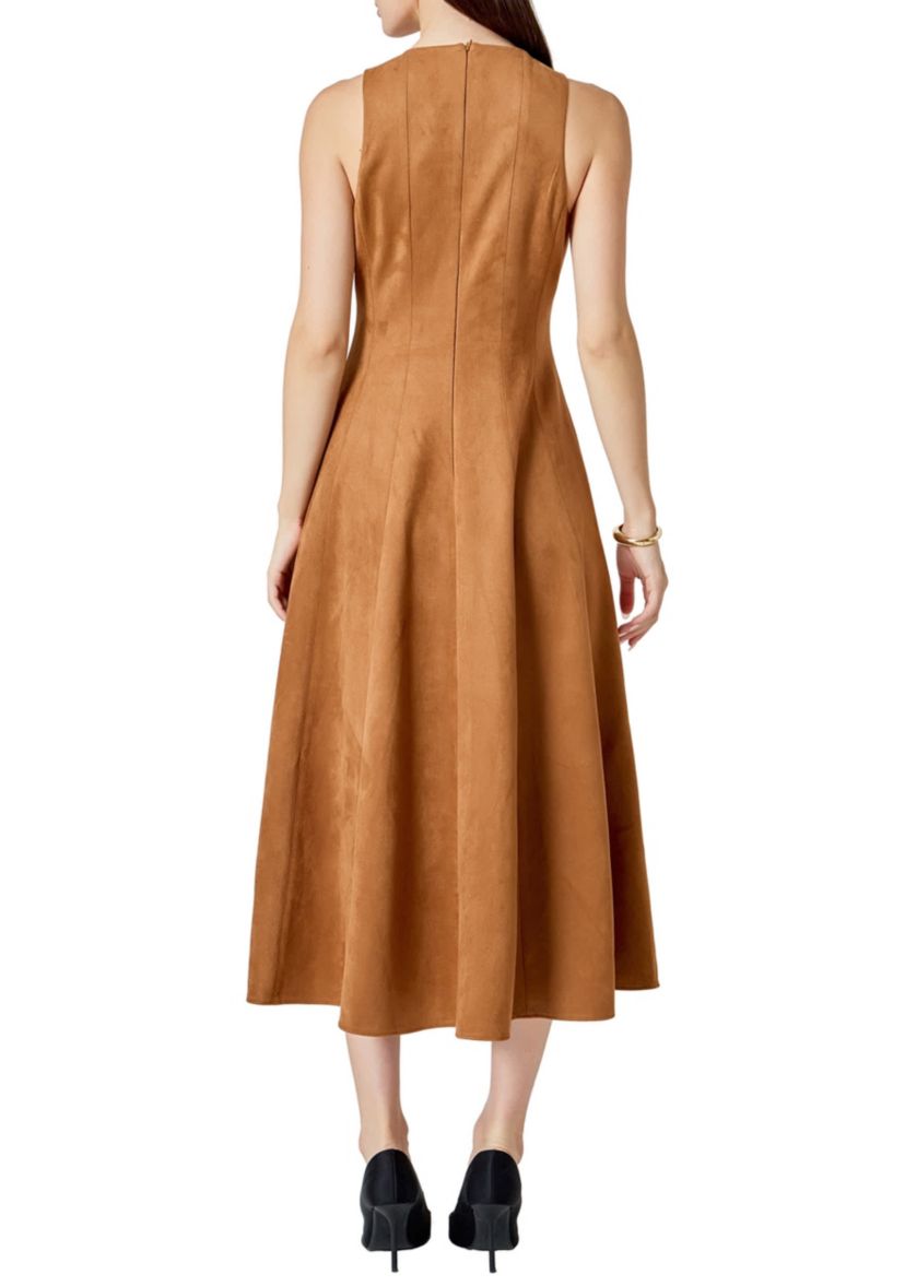 Faux Suede Midi Dress