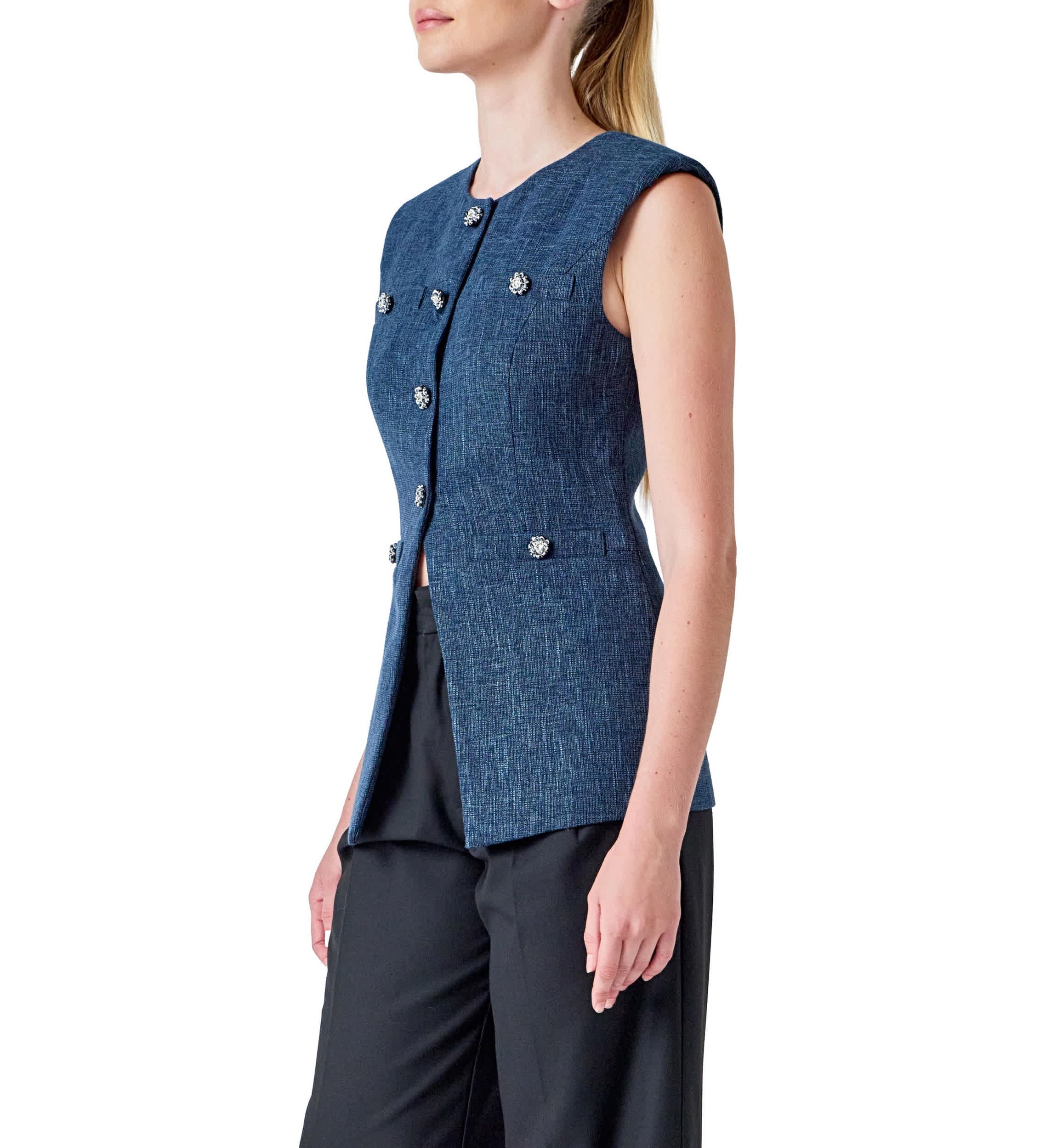 Textured Fabric Long Vest