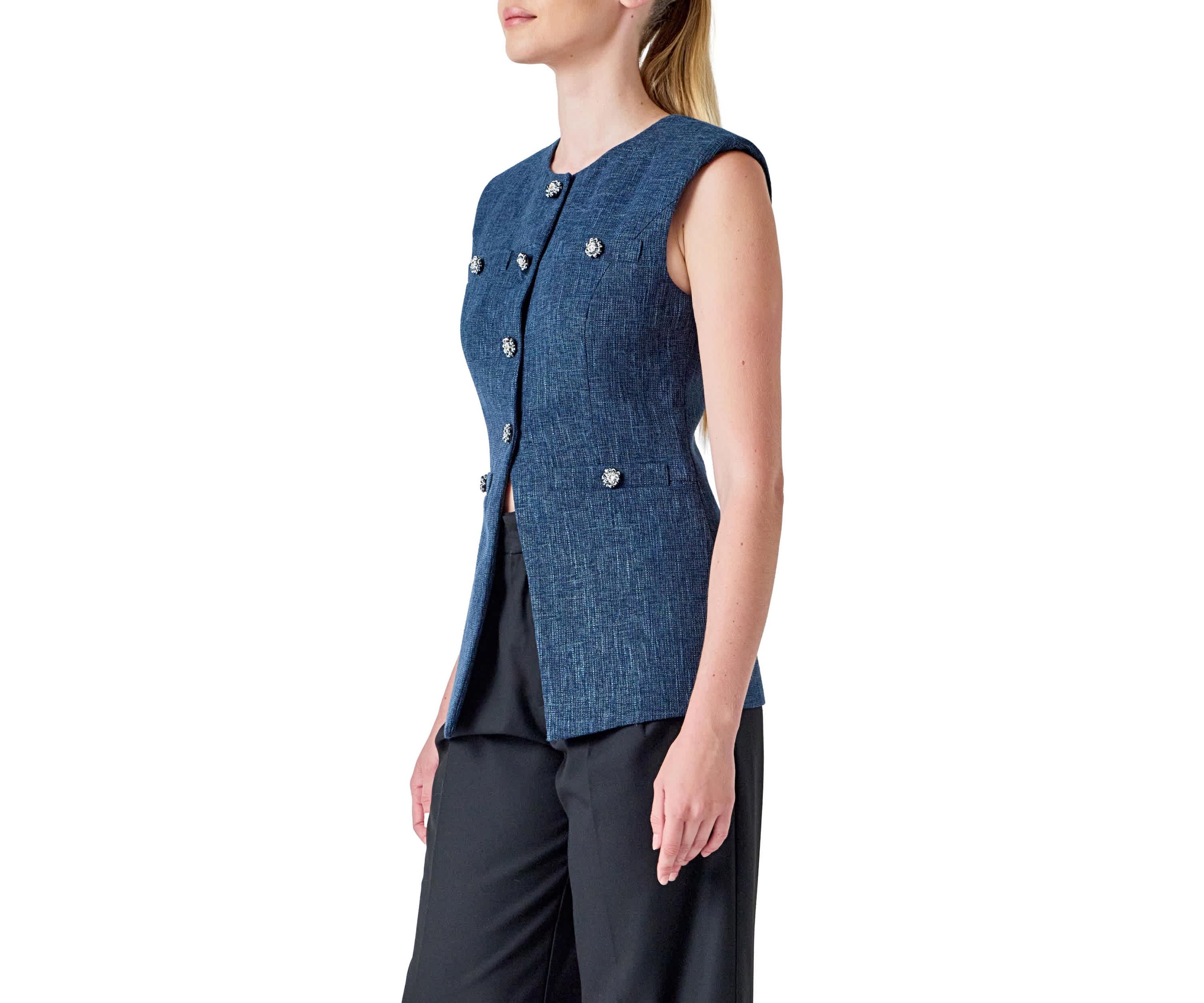 Textured Fabric Long Vest