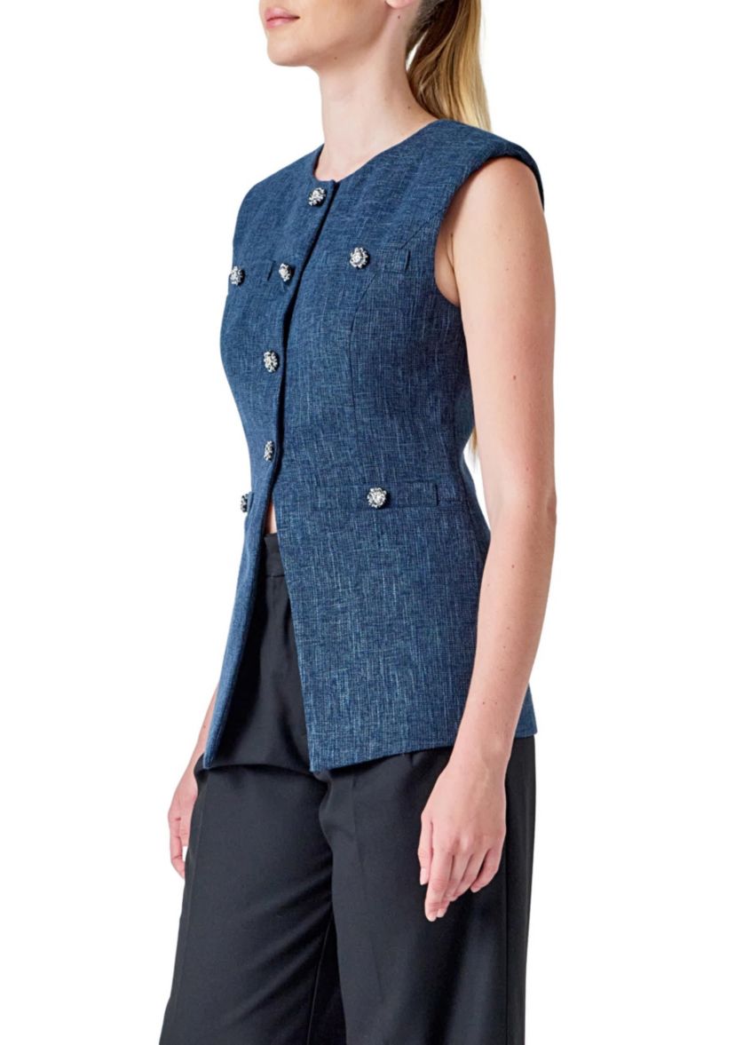 Textured Fabric Long Vest