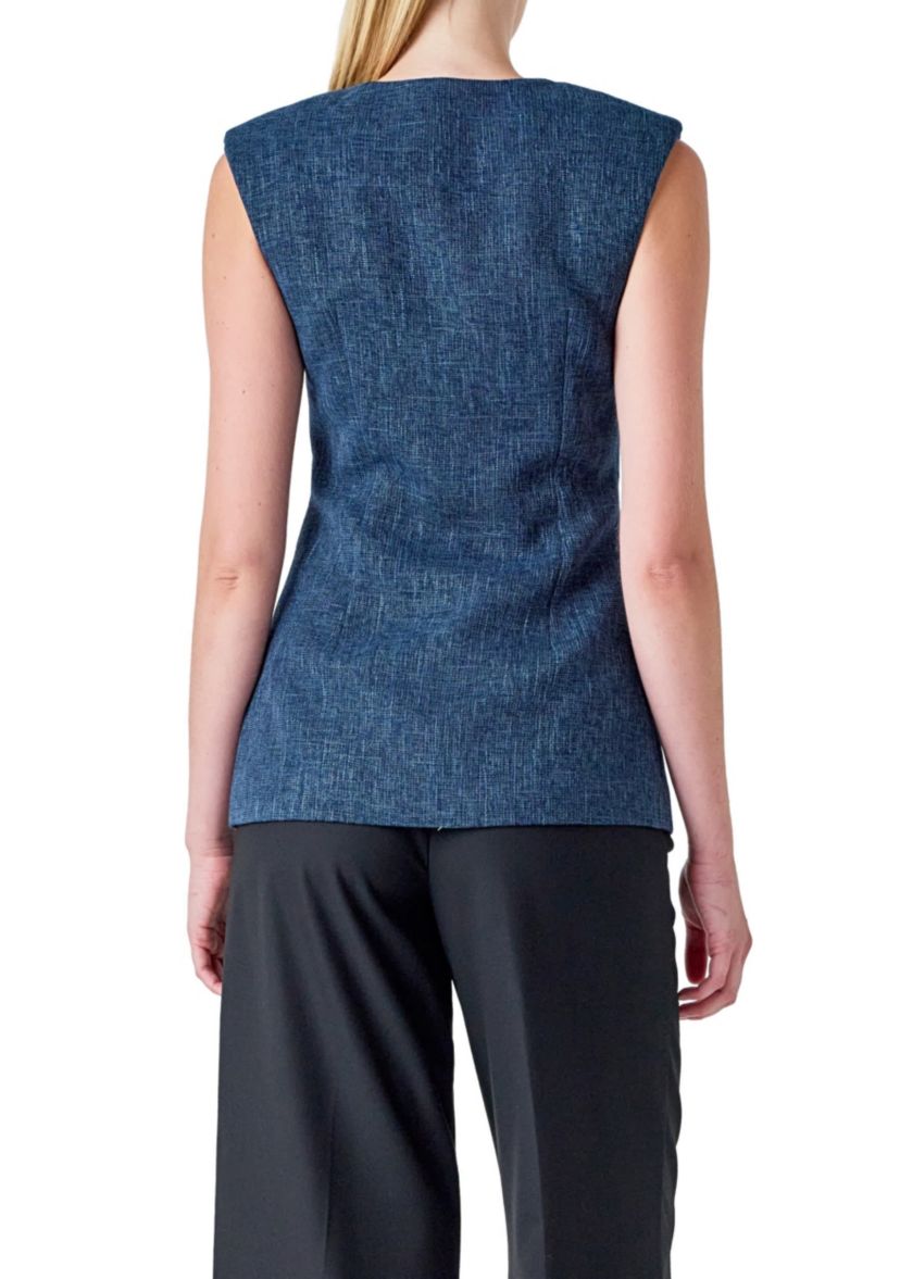 Textured Fabric Long Vest
