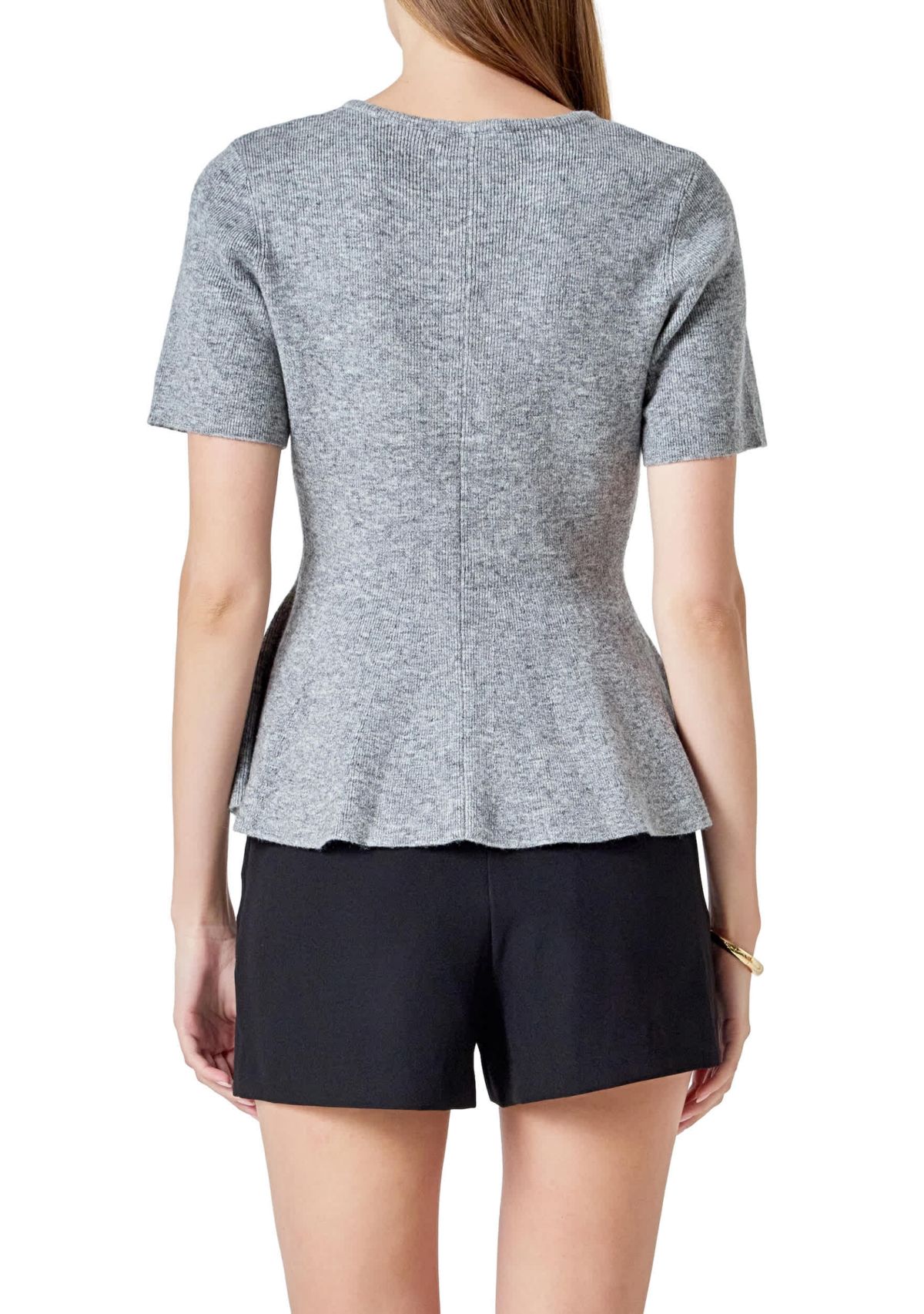 Wool Blend Peplum Sweater Knit Top