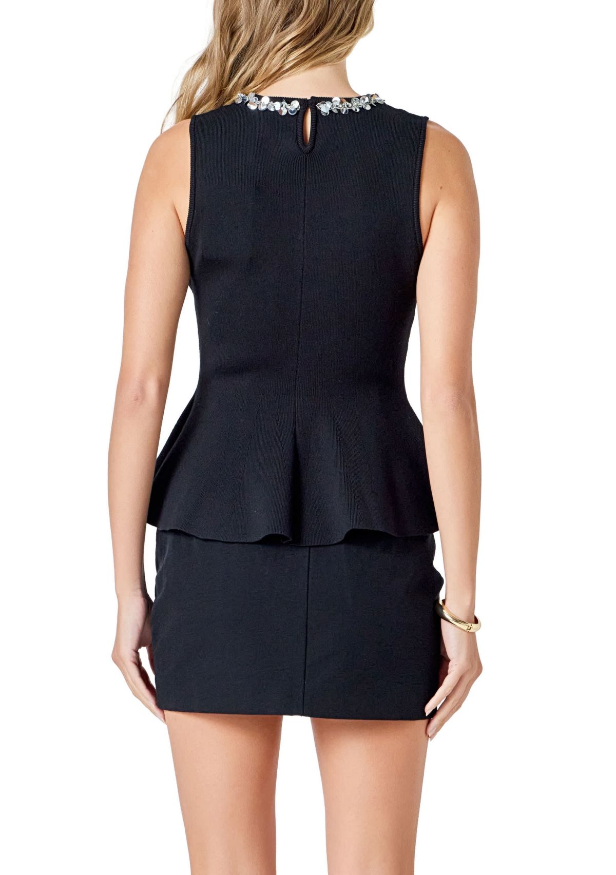 Jewel Trim Peplum Top