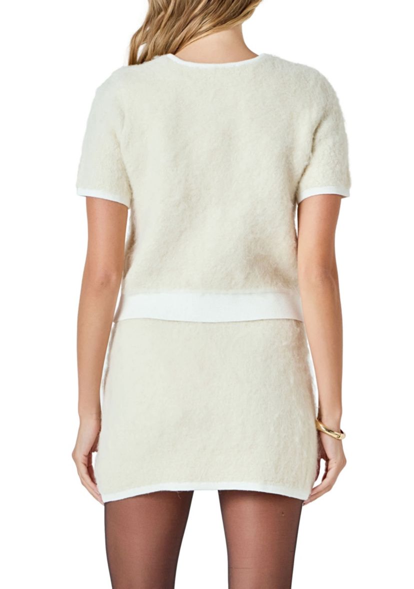 Round Neck Short Sleeve Cardigan Sweater