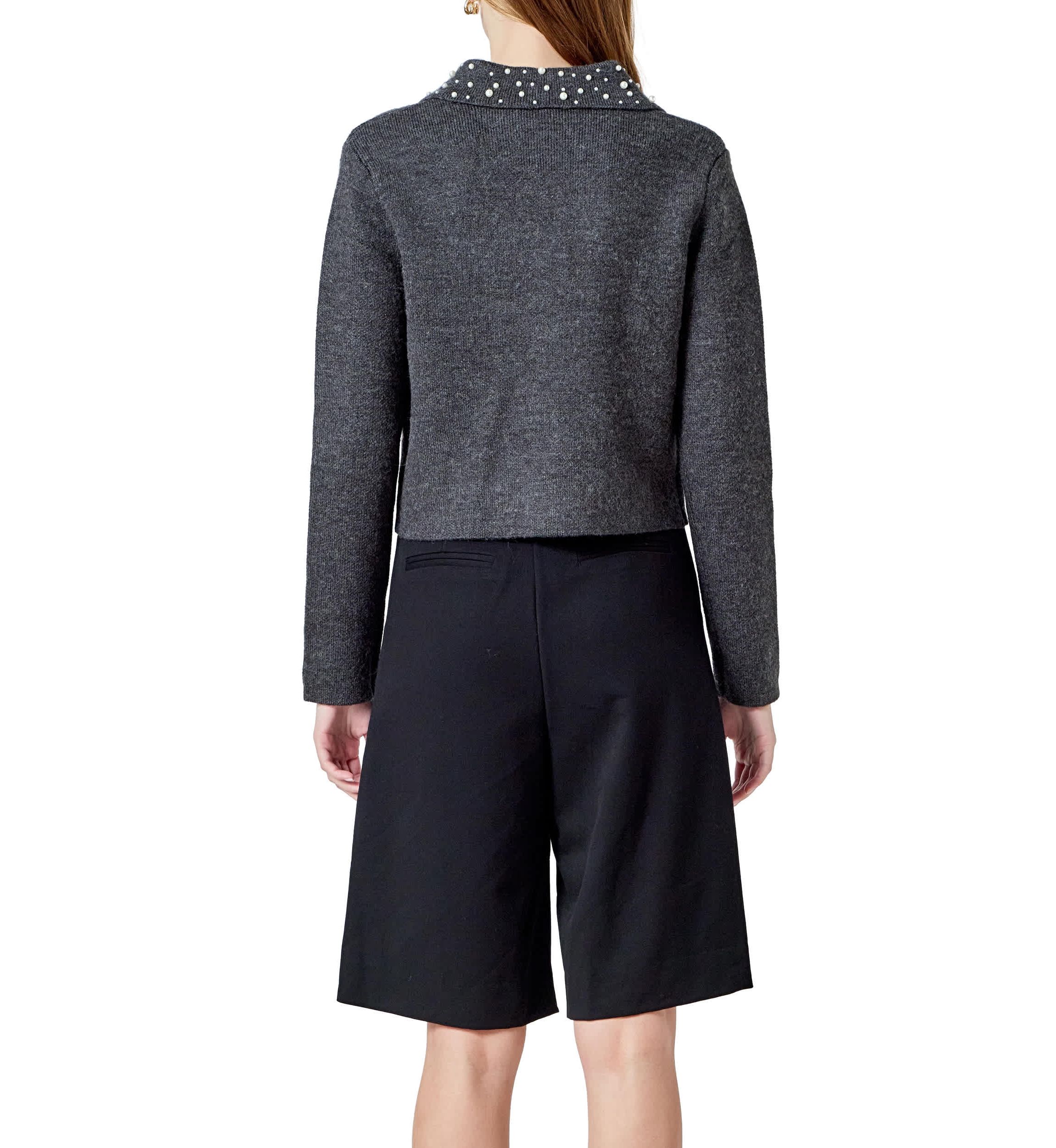 Pearl Embellished Collar Cardigan