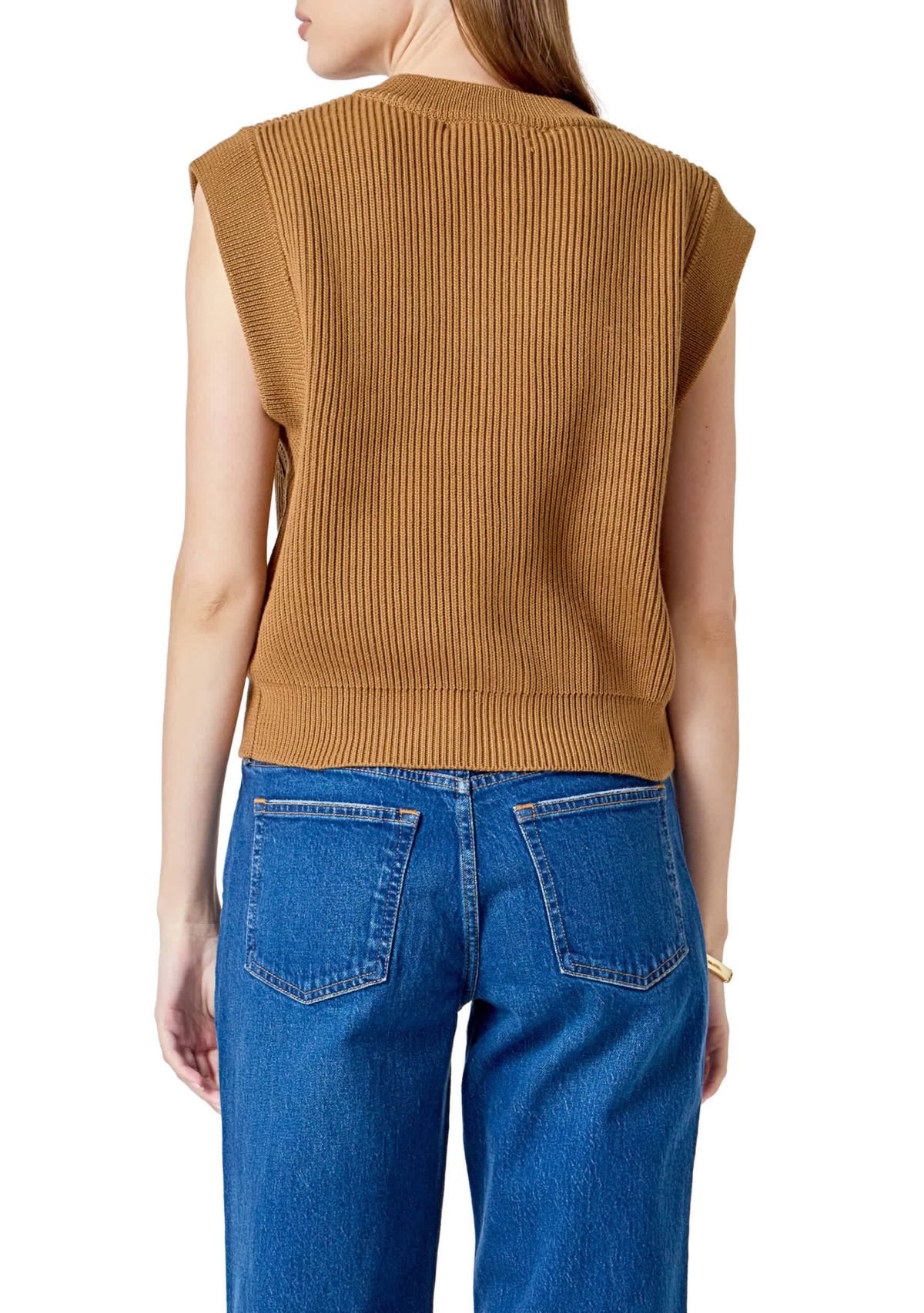 Sleeveless Knit Buttoned Vest Top