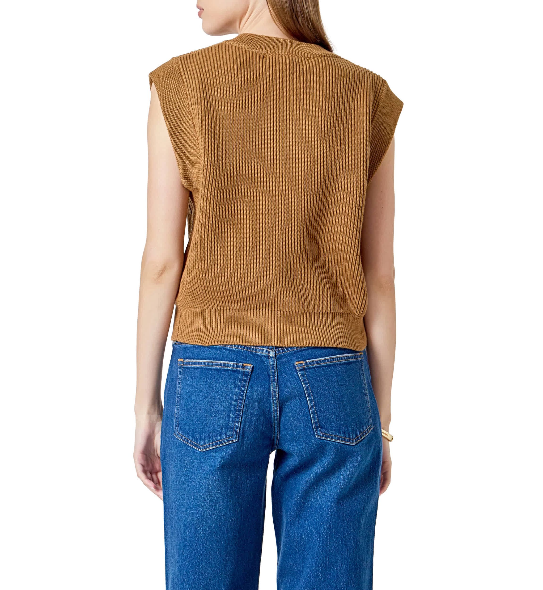 Sleeveless Knit Buttoned Vest Top