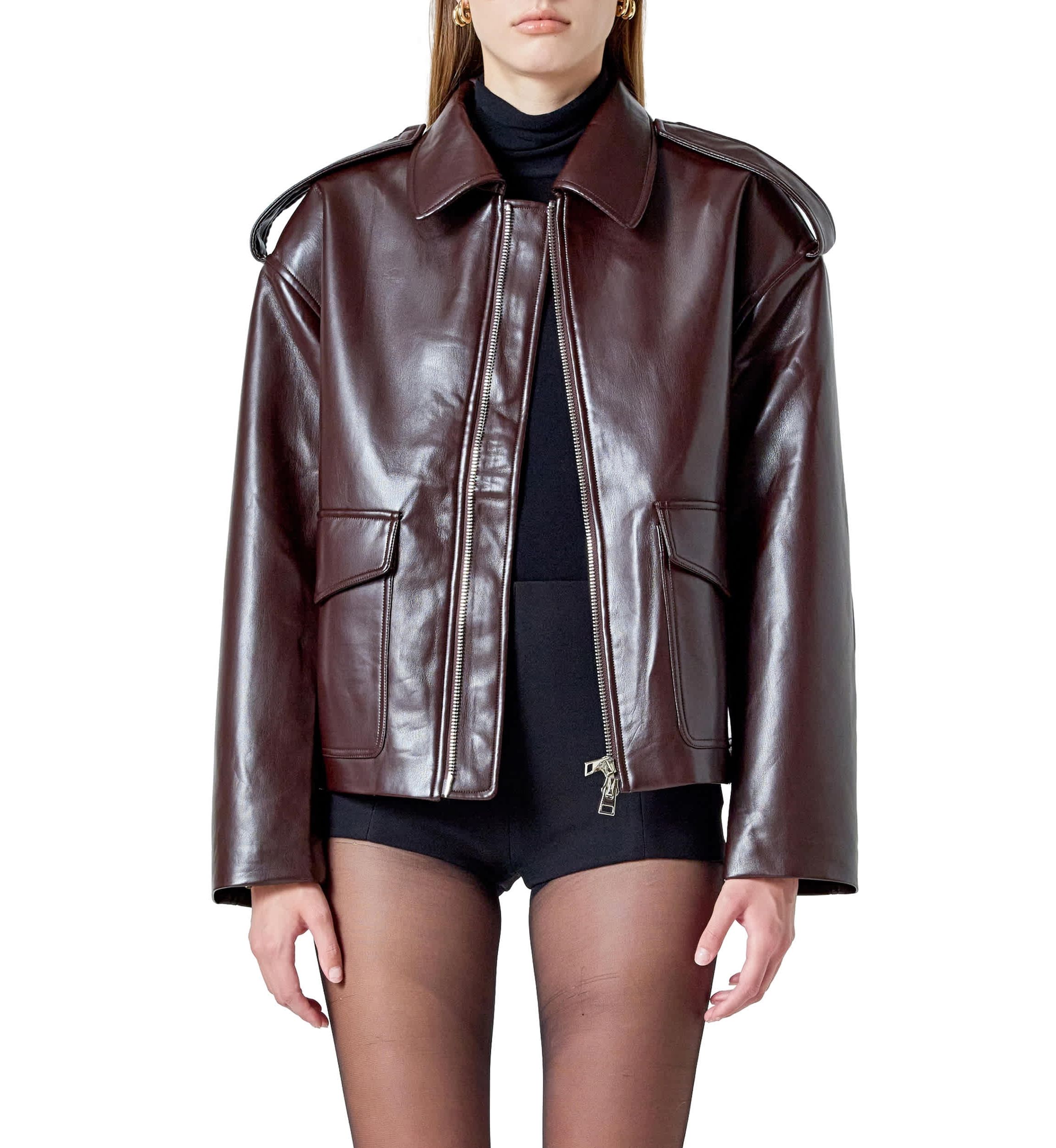 VEGAN LEATHER OVERSIZED JACKET