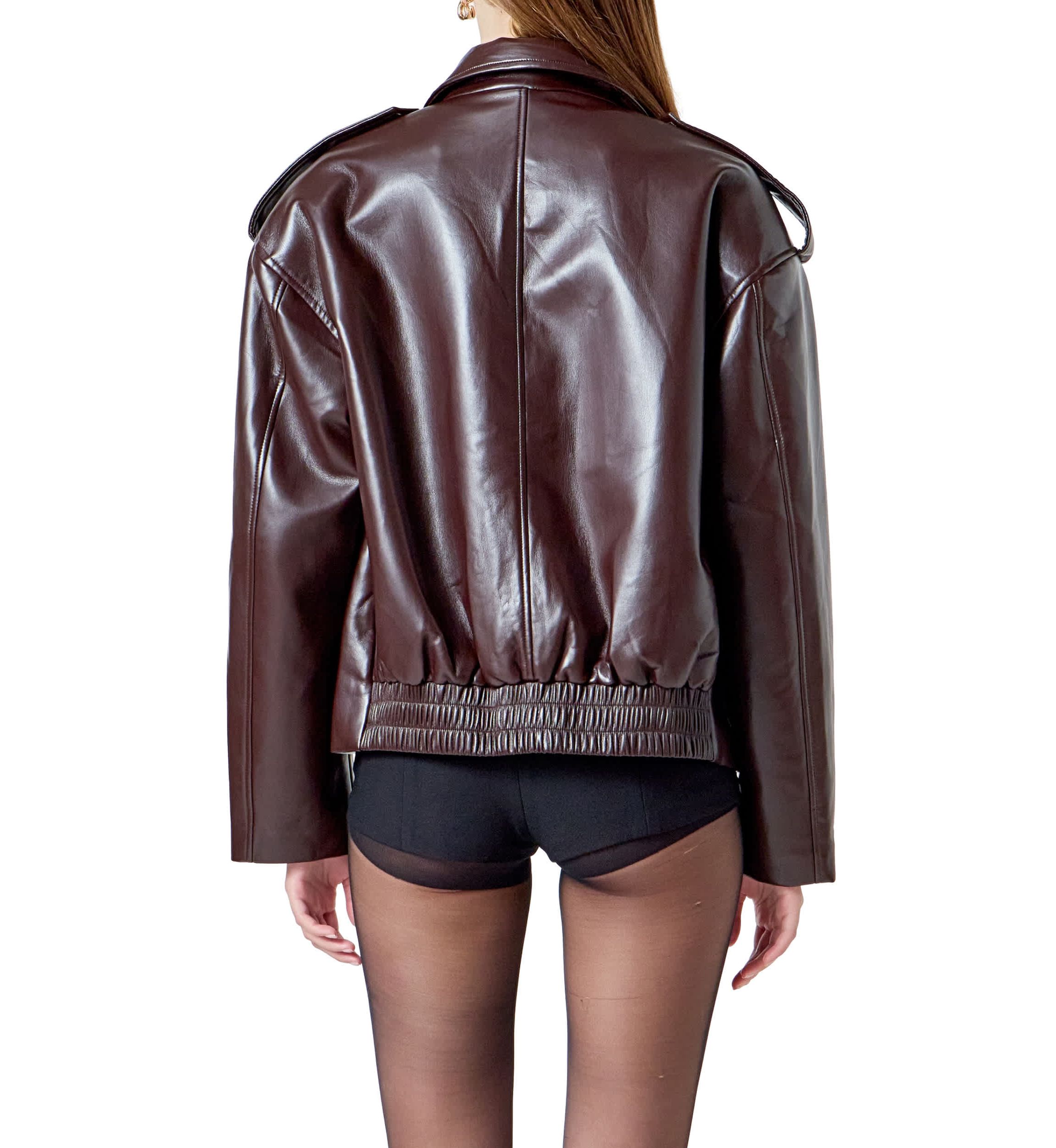 VEGAN LEATHER OVERSIZED JACKET
