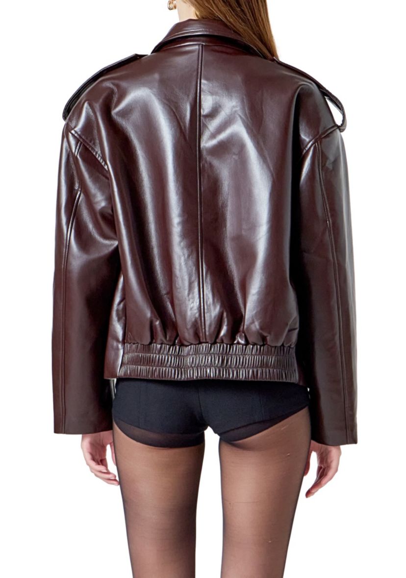 VEGAN LEATHER OVERSIZED JACKET
