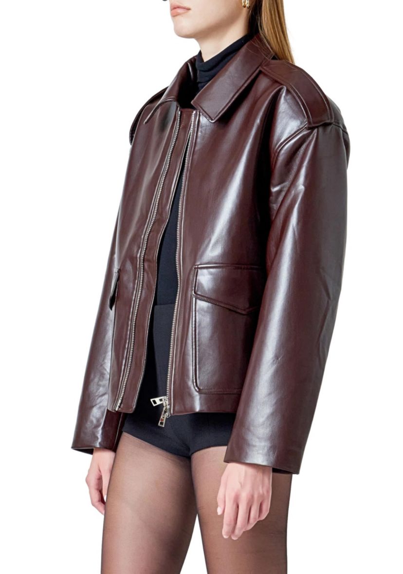 VEGAN LEATHER OVERSIZED JACKET
