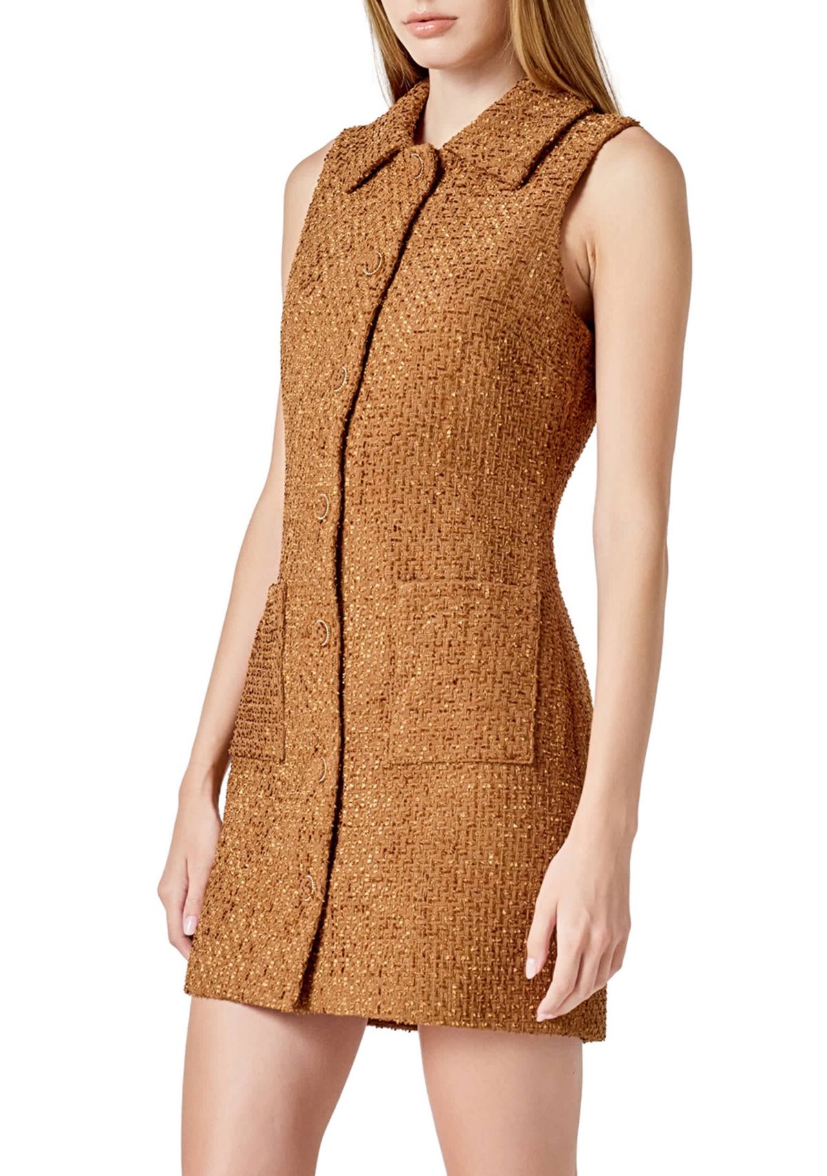 Tweed Collared Mini Dress