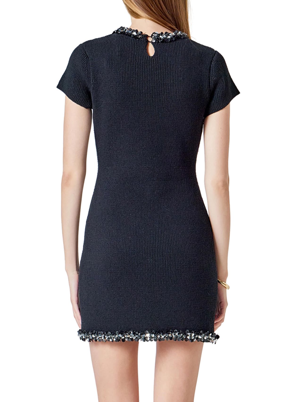 Jewel Trim Knit Mini Dress