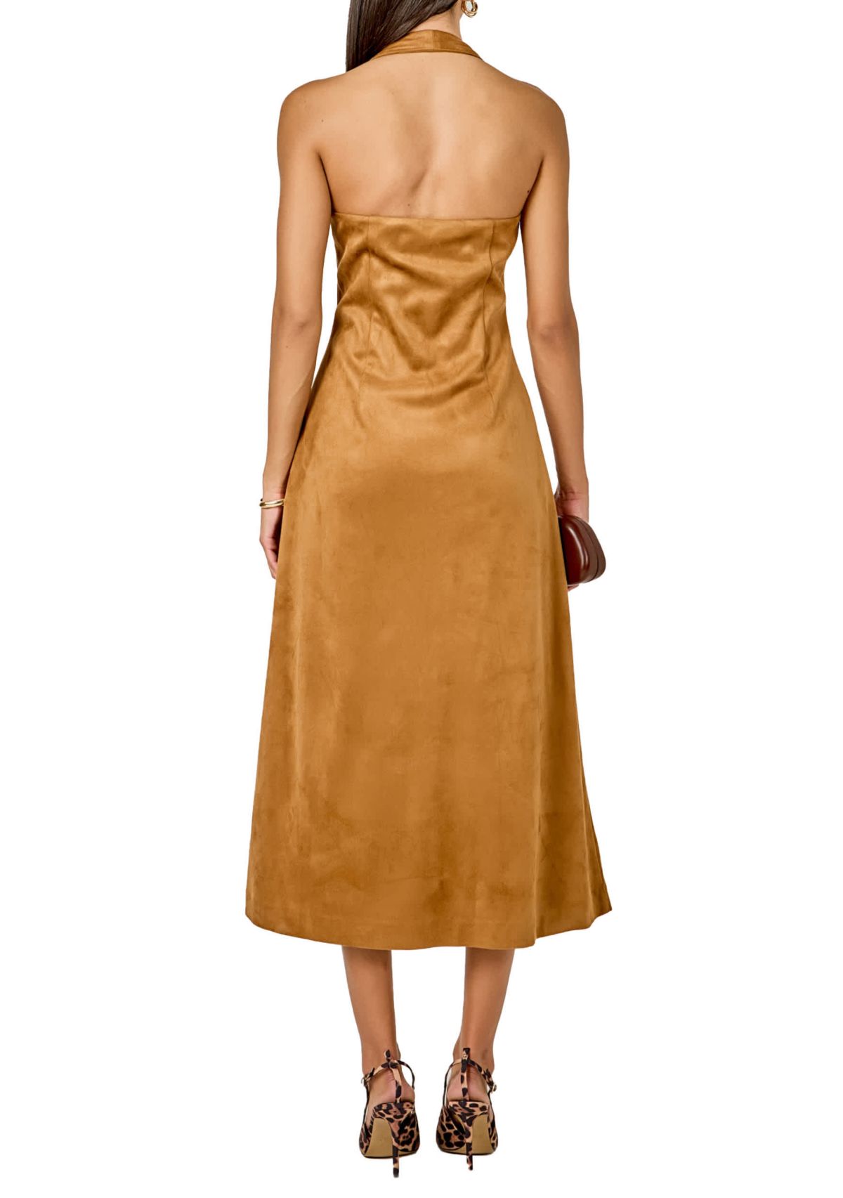 Suede Fitted Midi Dress