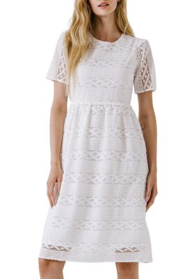 All Over Lace Short Sleeves Midi Dress – Endless Rose