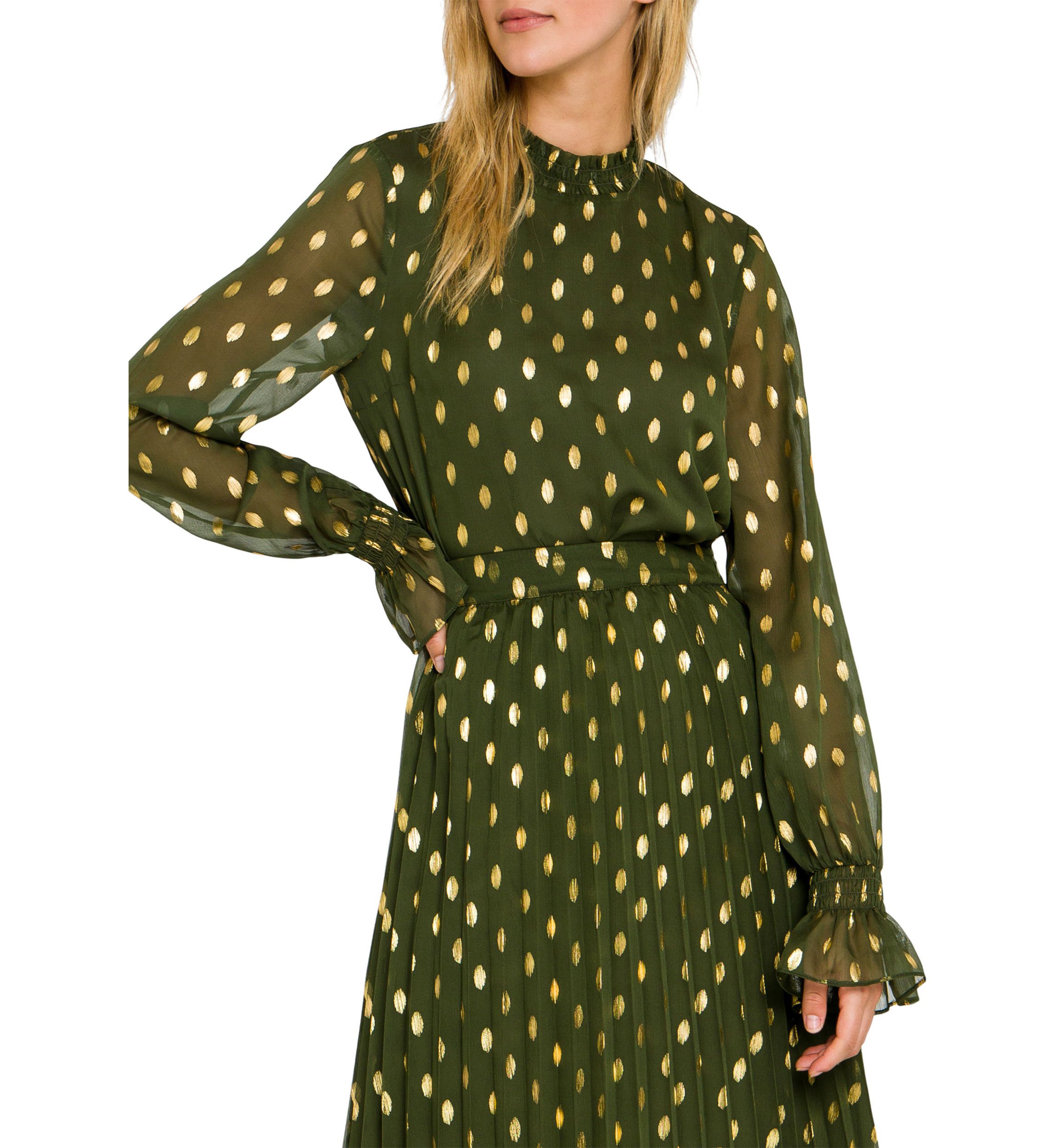 Womens Polka Dot Chiffon Blouse
