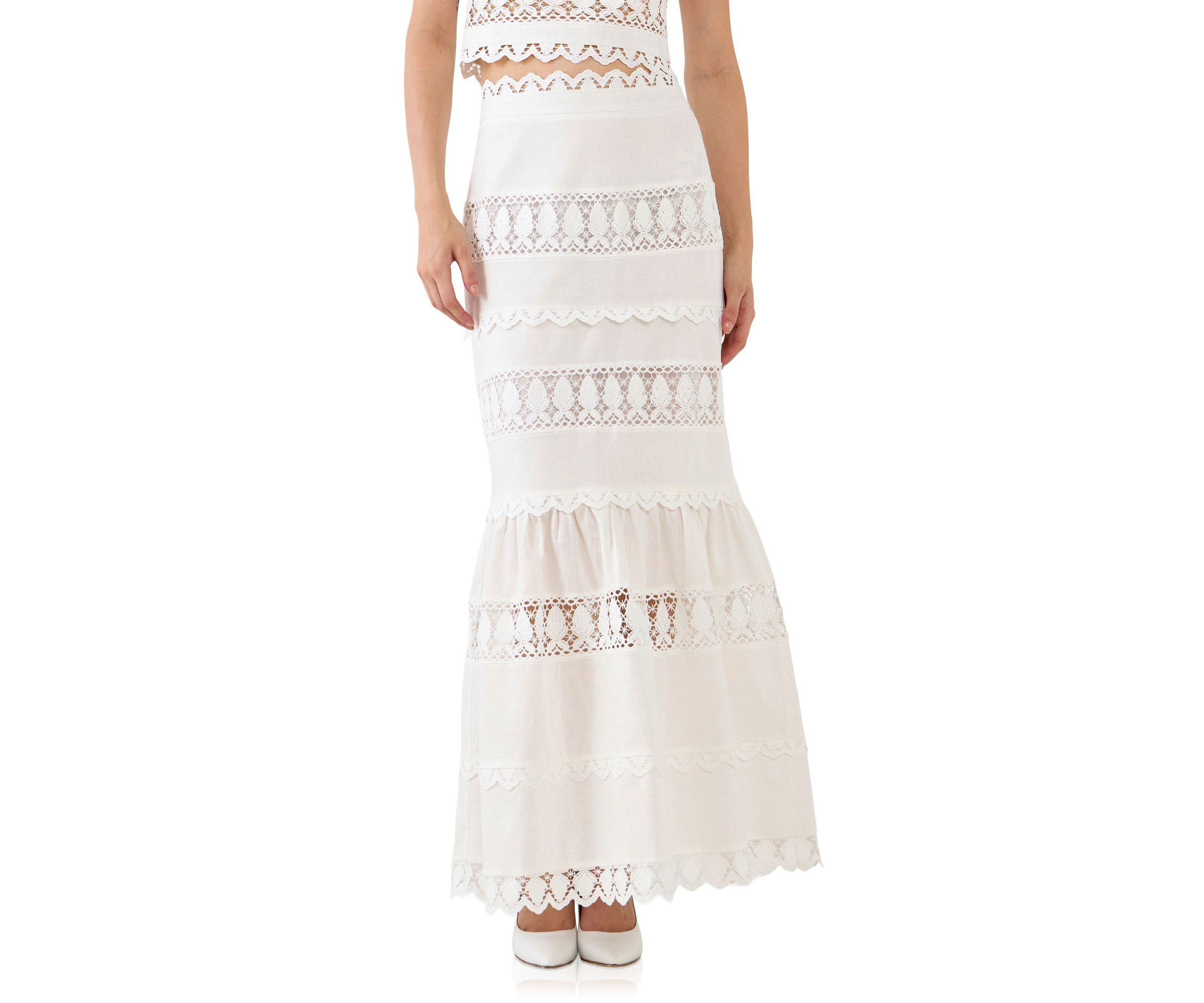 Lace Trim Maxi Skirt