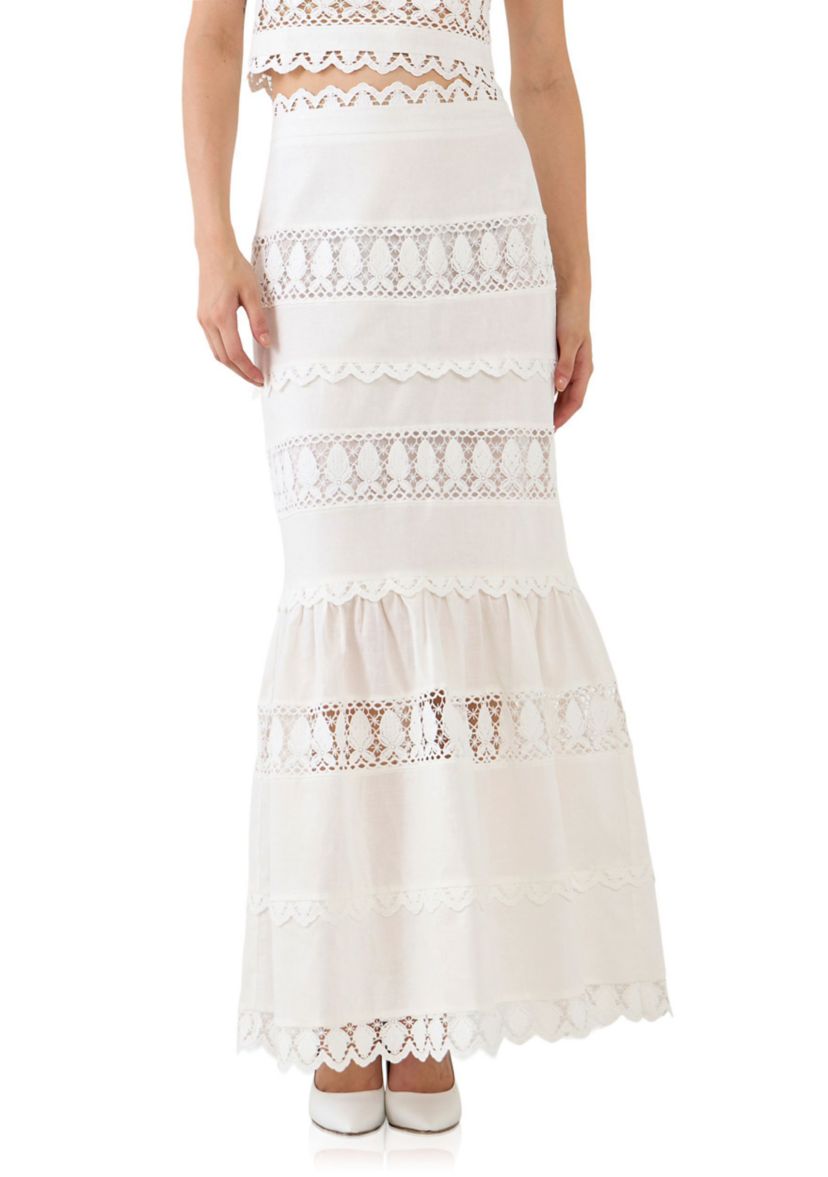 Lace Trim Maxi Skirt