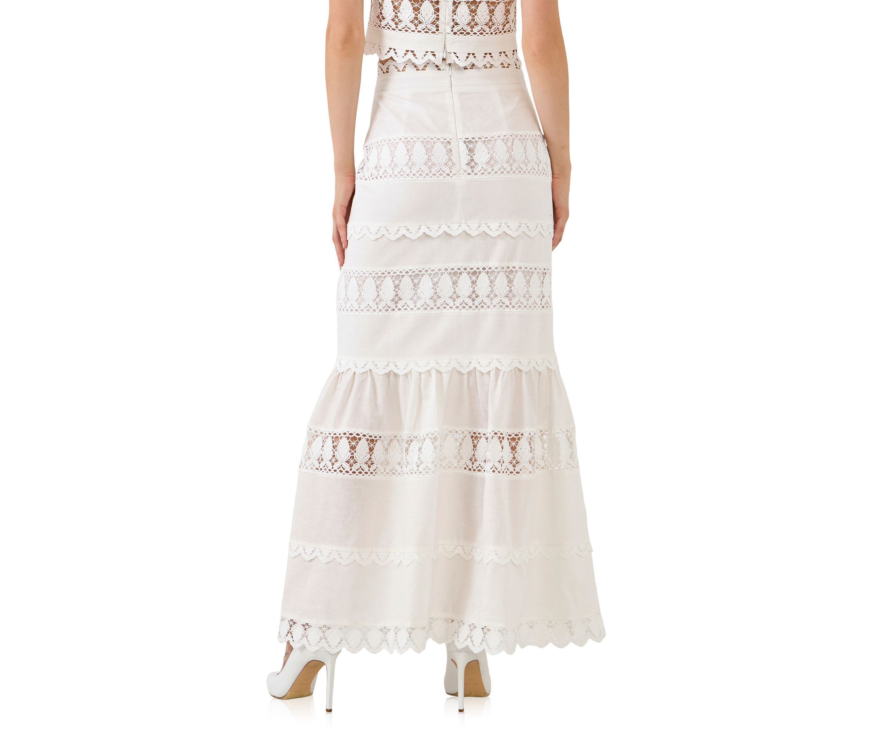 Lace Trim Maxi Skirt