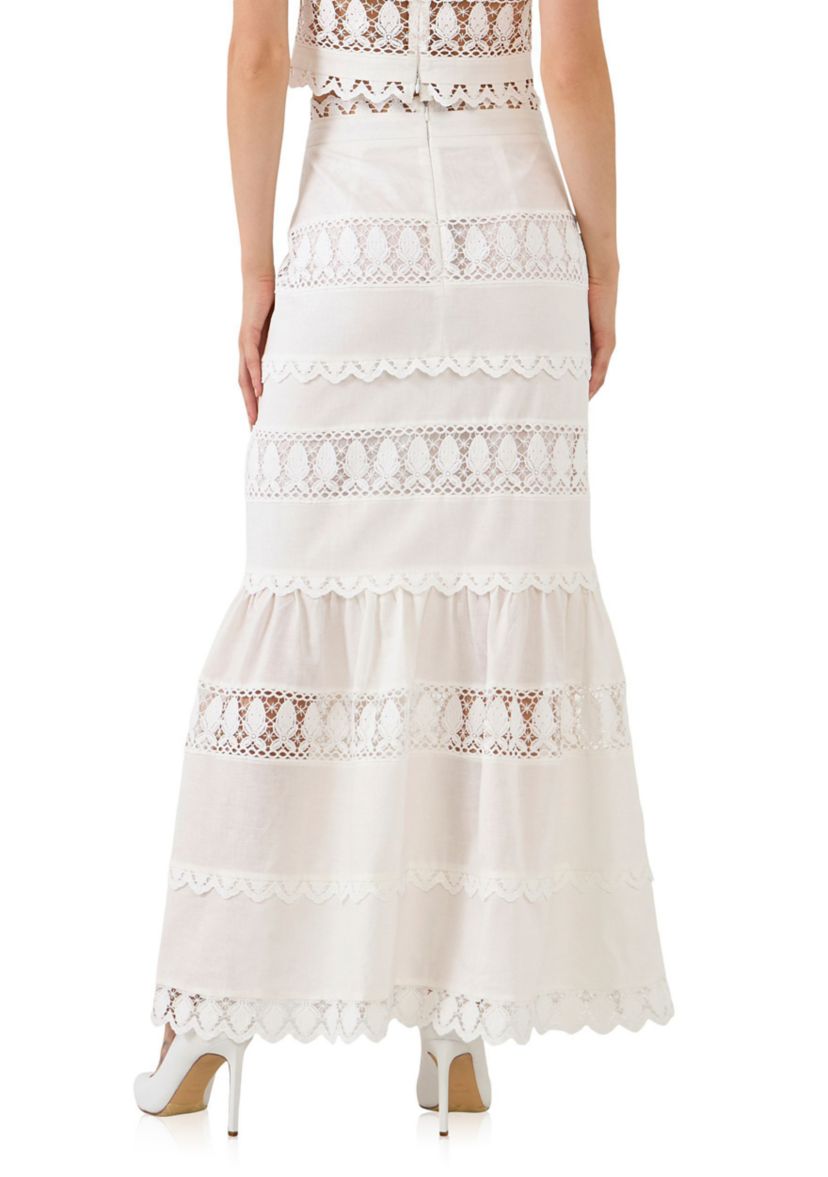 Lace Trim Maxi Skirt