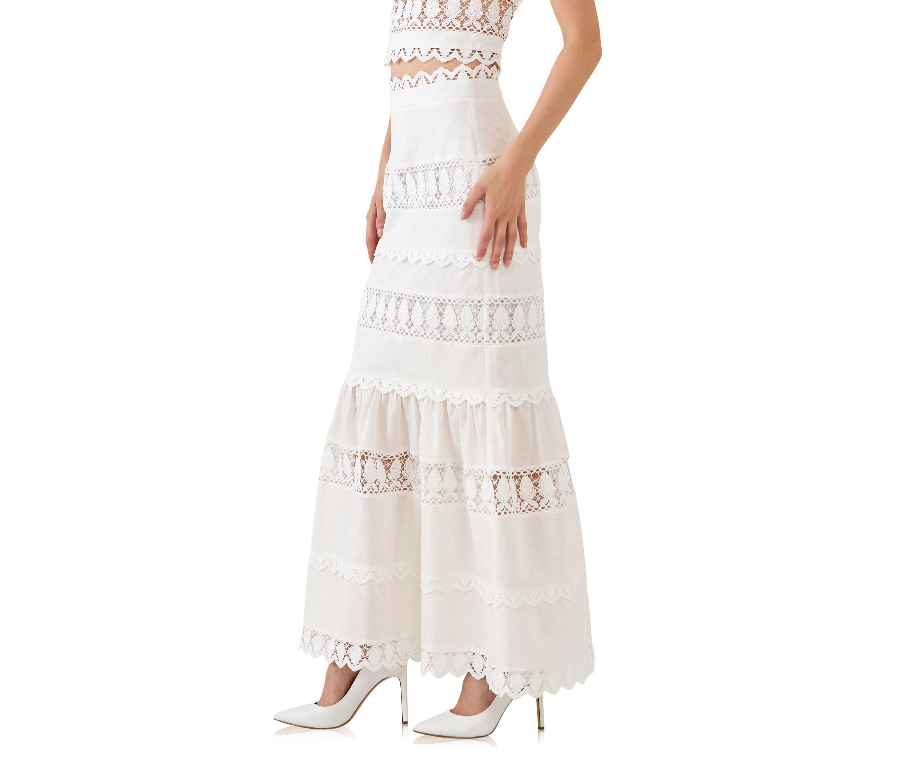 Lace Trim Maxi Skirt