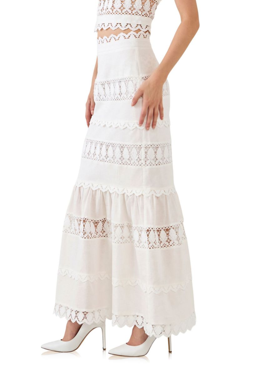 Lace Trim Maxi Skirt