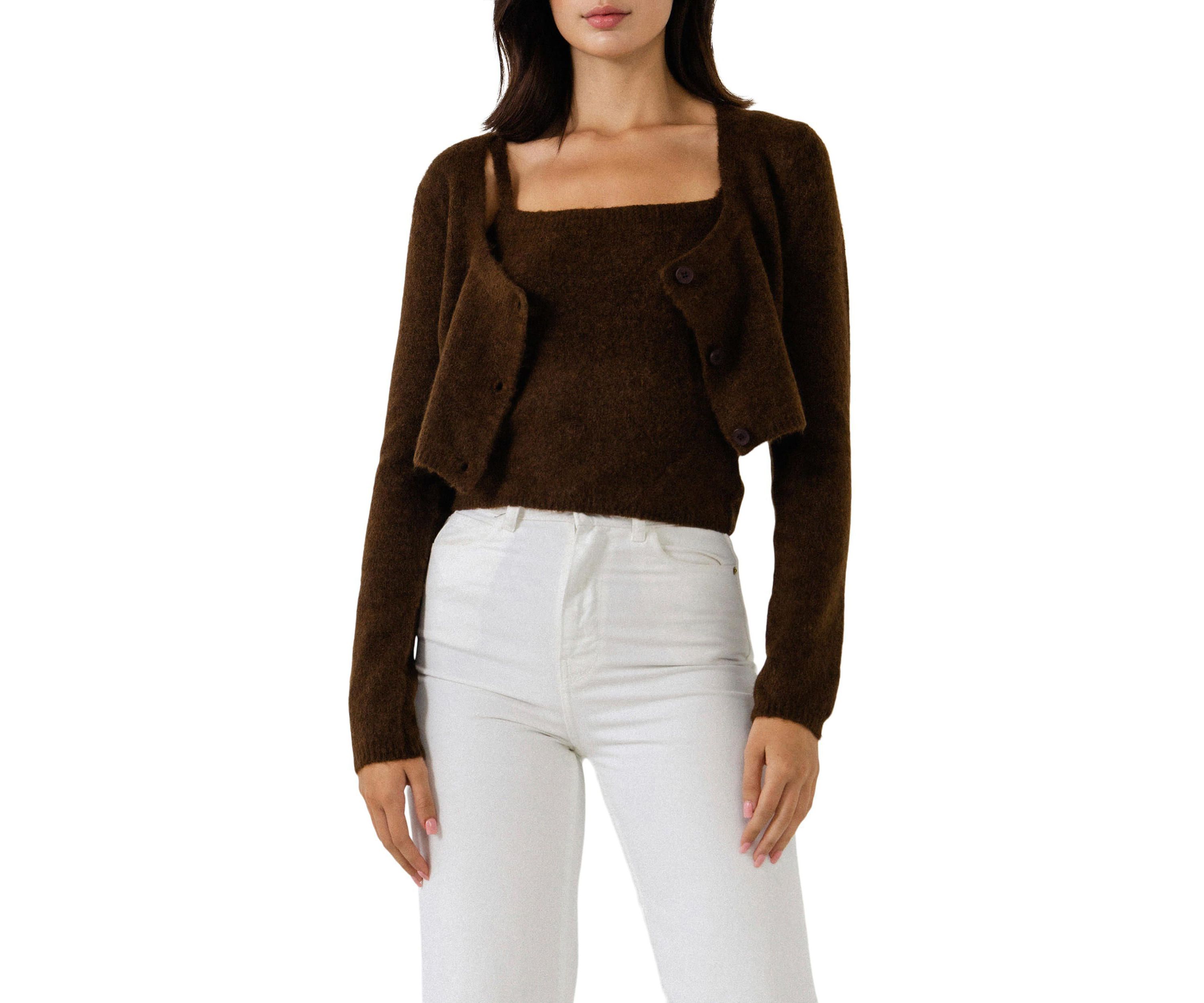 Cropped Knit Cardigan